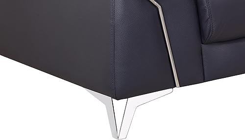 Miniatura 7 de Blackjack Furniture Naples - Sofá de cuero italiano con reposacabezas ajustables 88 pulgadas azul marino