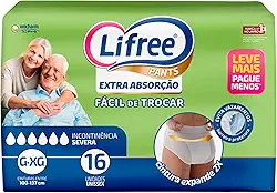 Lifree Fralda Geriátrica Tipo Calça Extra Absorção G/Xg 16 Unidades