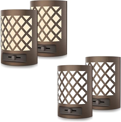 DORESshop Luz nocturna regulable enchufable, luz nocturna LED vintage con sensor de atardecer a amanecer, brillo ajustable de 0 LM-60 LM, blanco