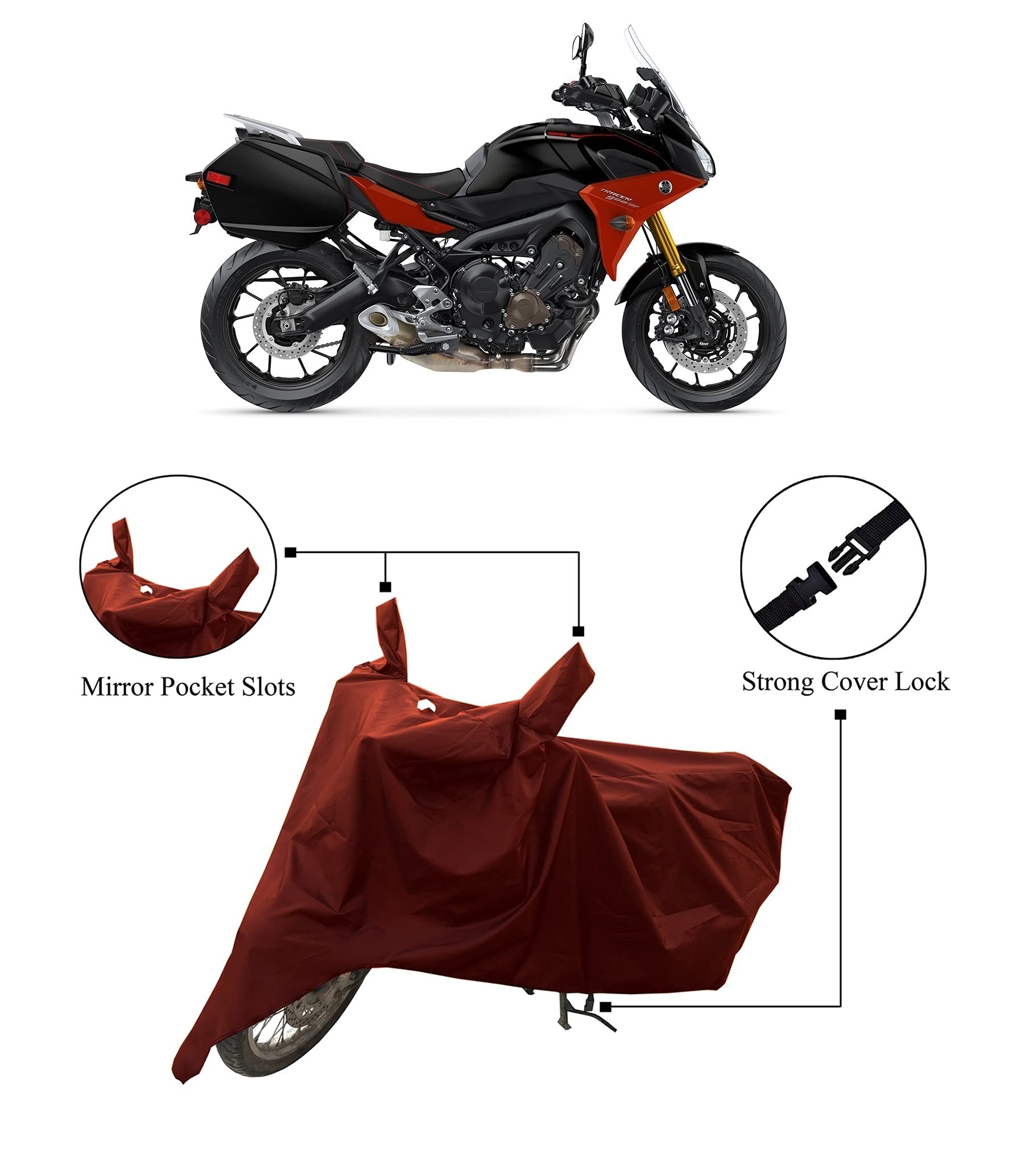 ROMEIZ - Tracer 900 Bike Cover Along with Water-Resistant and Dust Proof Premium 190T Fabric_(Maroon)_A Best Cover for Tracer 900
