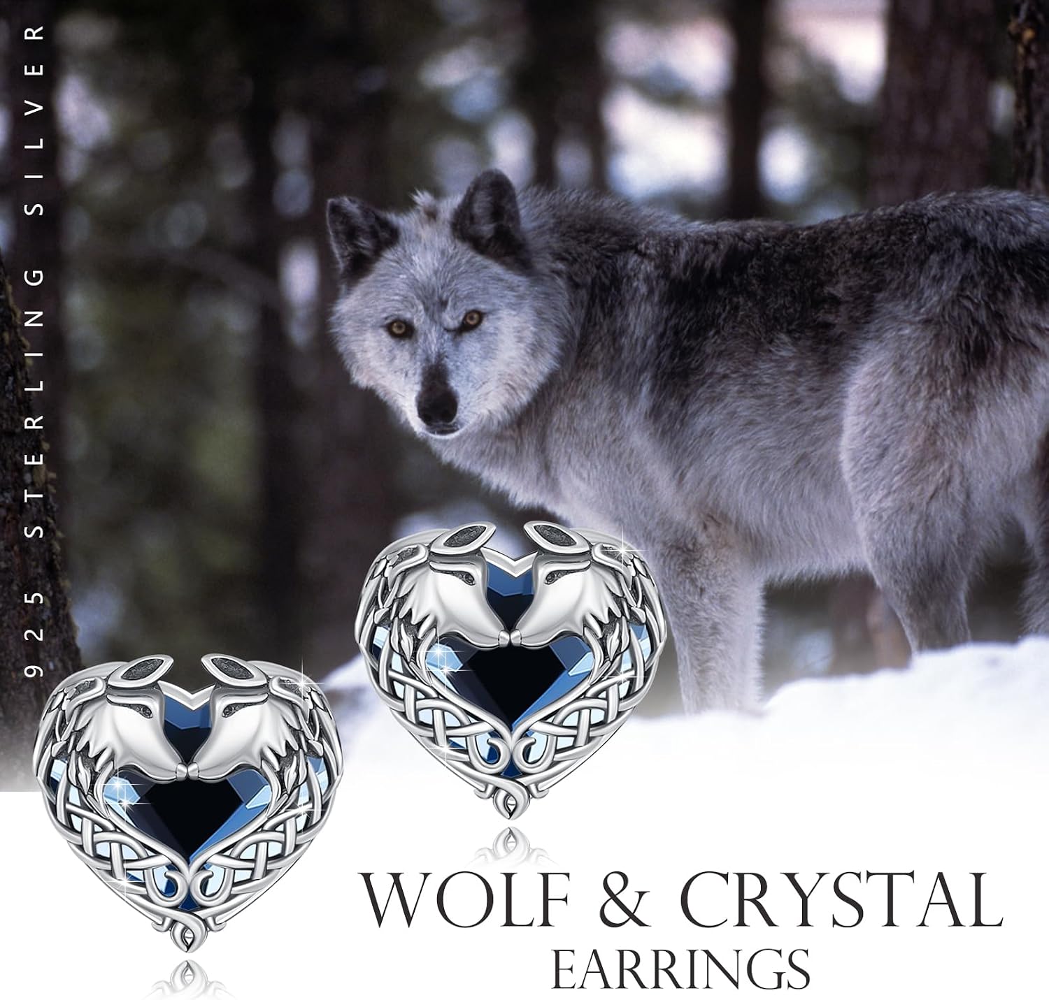 Horse/Dragon/Wolf Earrings for Women 925 Sterling Silver Celtic Knot Horse/Dragon/Wolf Earrings with Crystal Animal Jewelry Gifts for Women Girls