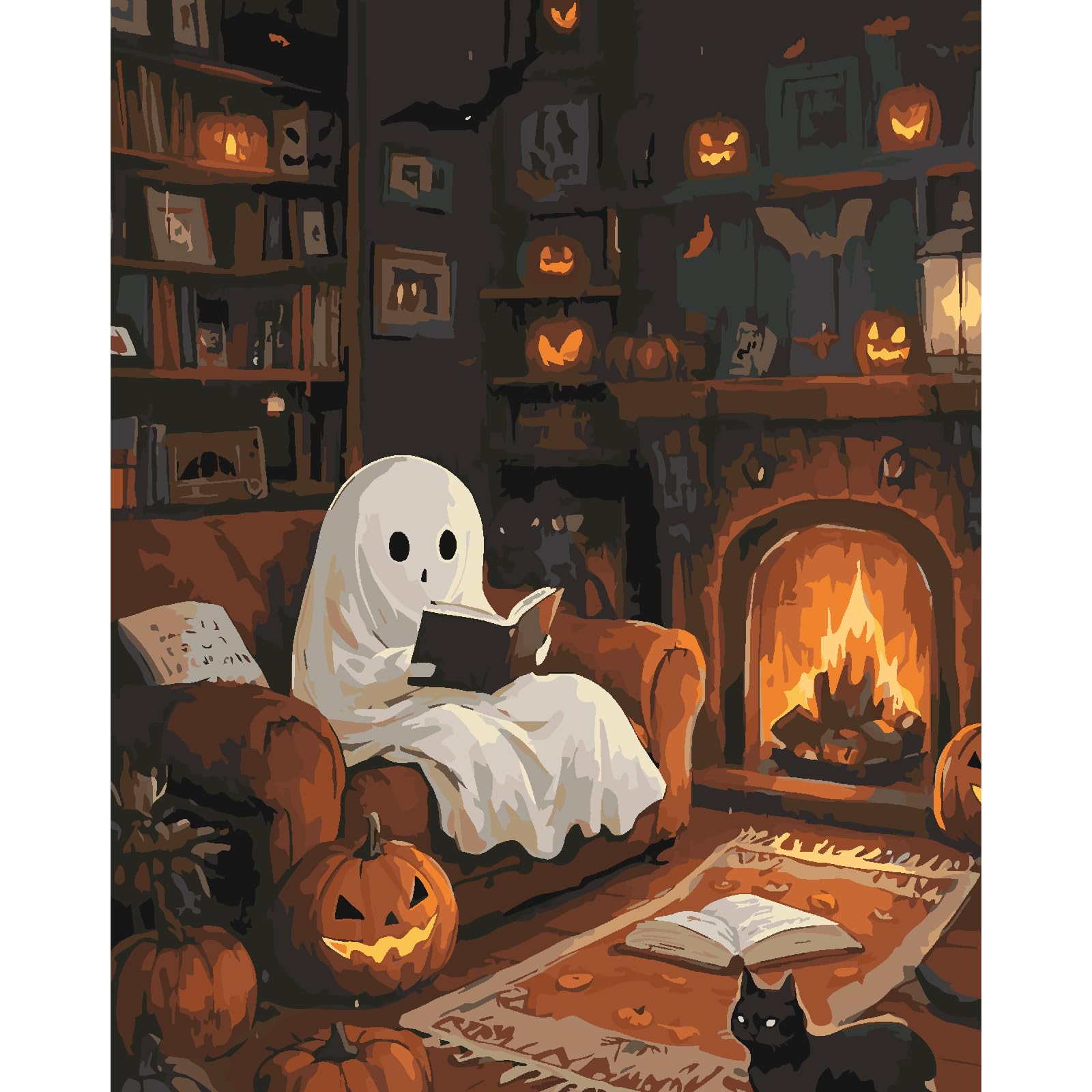 tigdtiu Paint by Numbers Kit for Adults Beginner, Halloween Adult Paint by Number Kits on Canvas, Ghost DIY Acrylic Oil Easy Painting by Numbers for Home Wall Decor Gift 16X20 inch