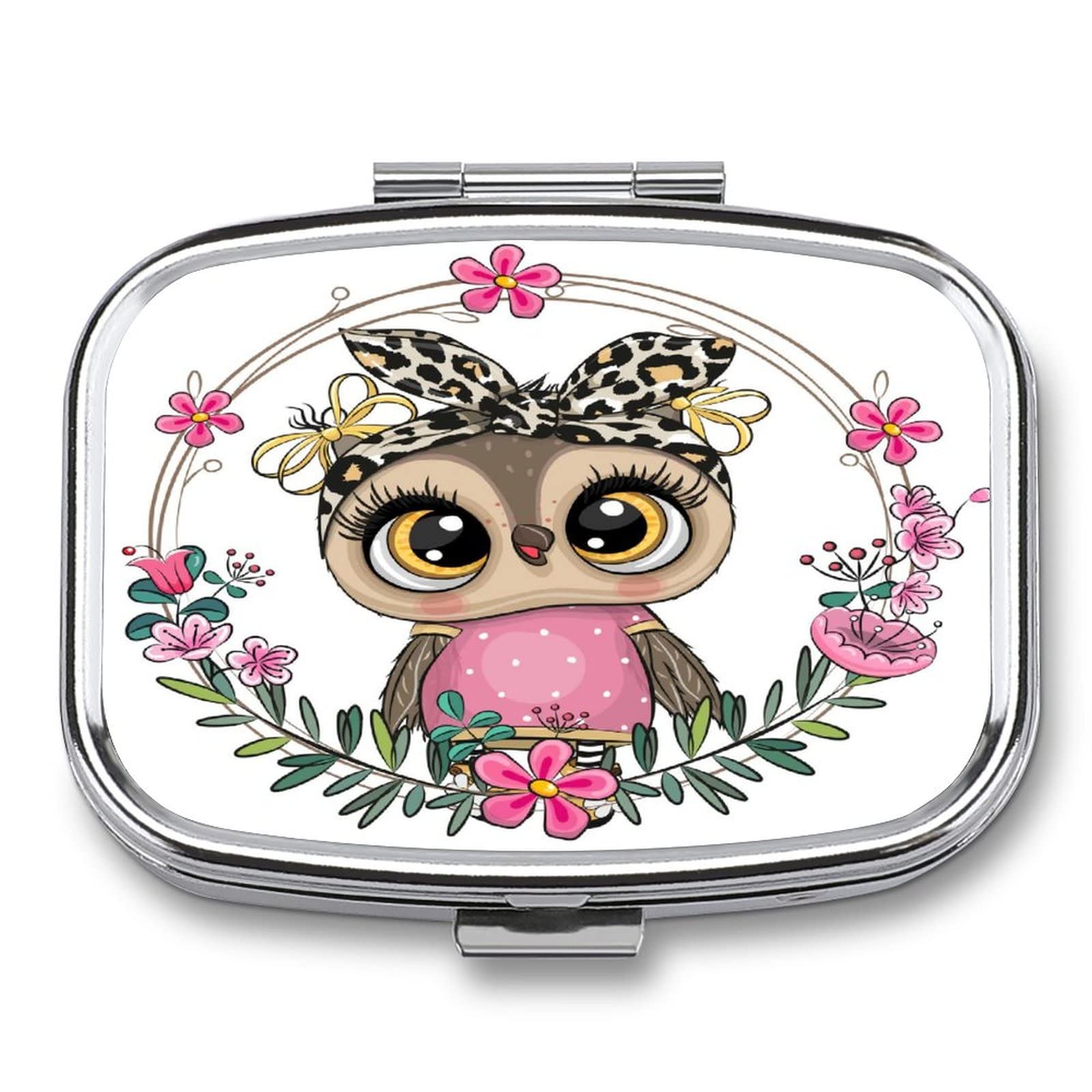 Gestor Diario De Pastillas Patrón De Flor De Búho De Ojos Grandes De Dibujos Animados Pastillero Decorativo Con Caja De Regalo-Medicina De Moda
