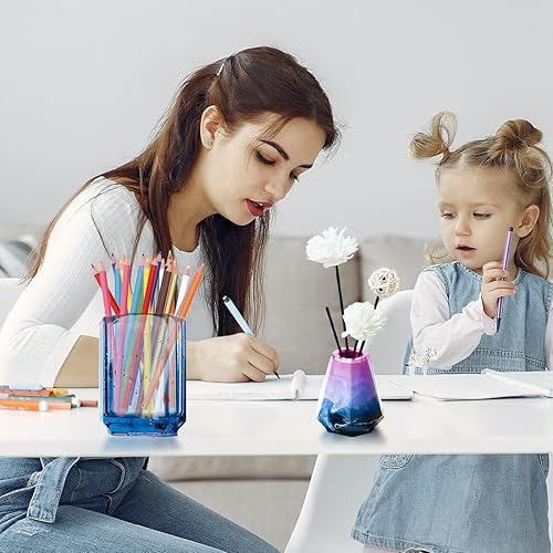 Miniatura 2 de Voyyphixa 2 moldes de resina para jarrón, moldes de resina de silicona para macetas, moldes geométricos de resina epoxi para manualidades, brochas