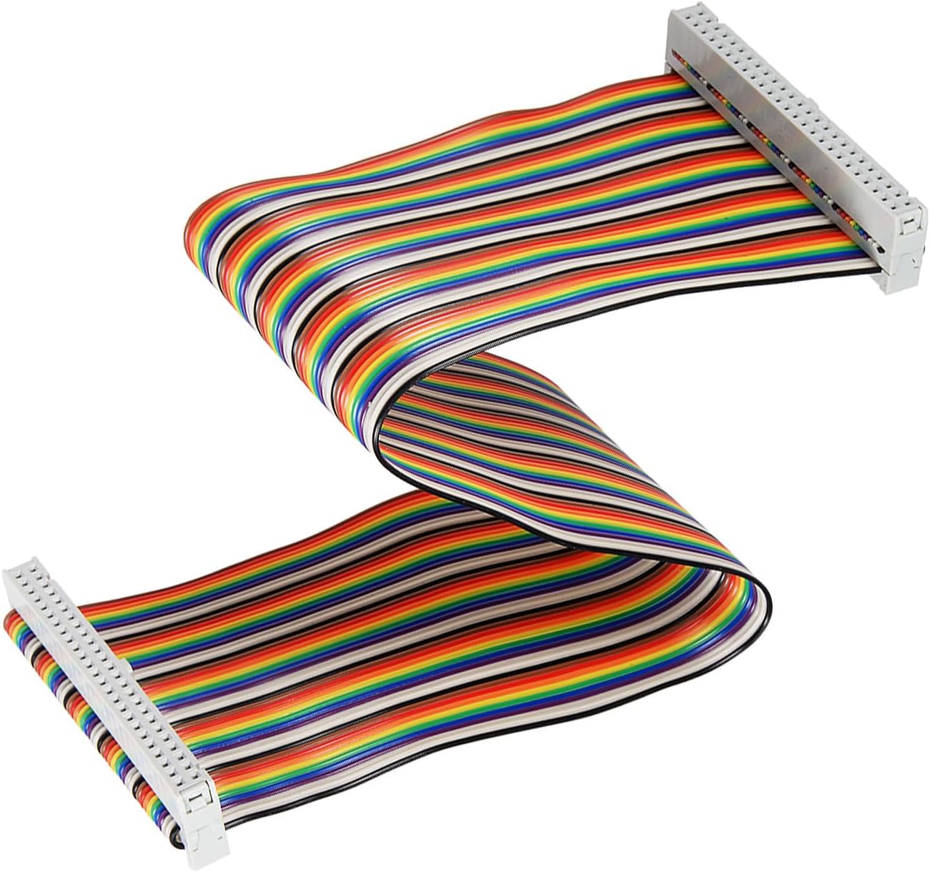 1 Pack 50 Pins IDC Wire Flat Rainbow Ribbon Cable 11.8 Inch 2.54mm Pitch Breadboard Jumper Wires for Computer Audio Systems