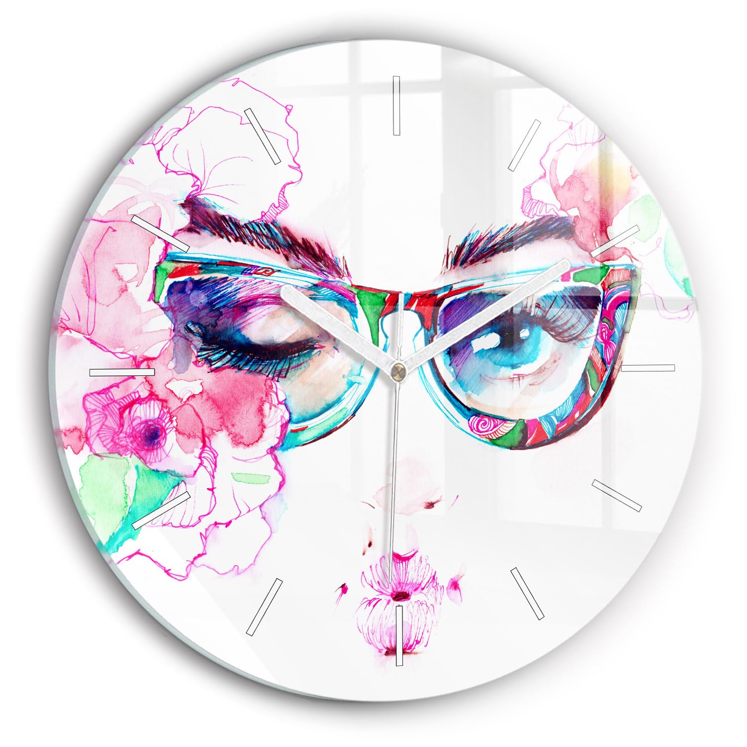 Horloge en verre moderne 30 cm colorée et silencieuse Wallfluent pour salon chic