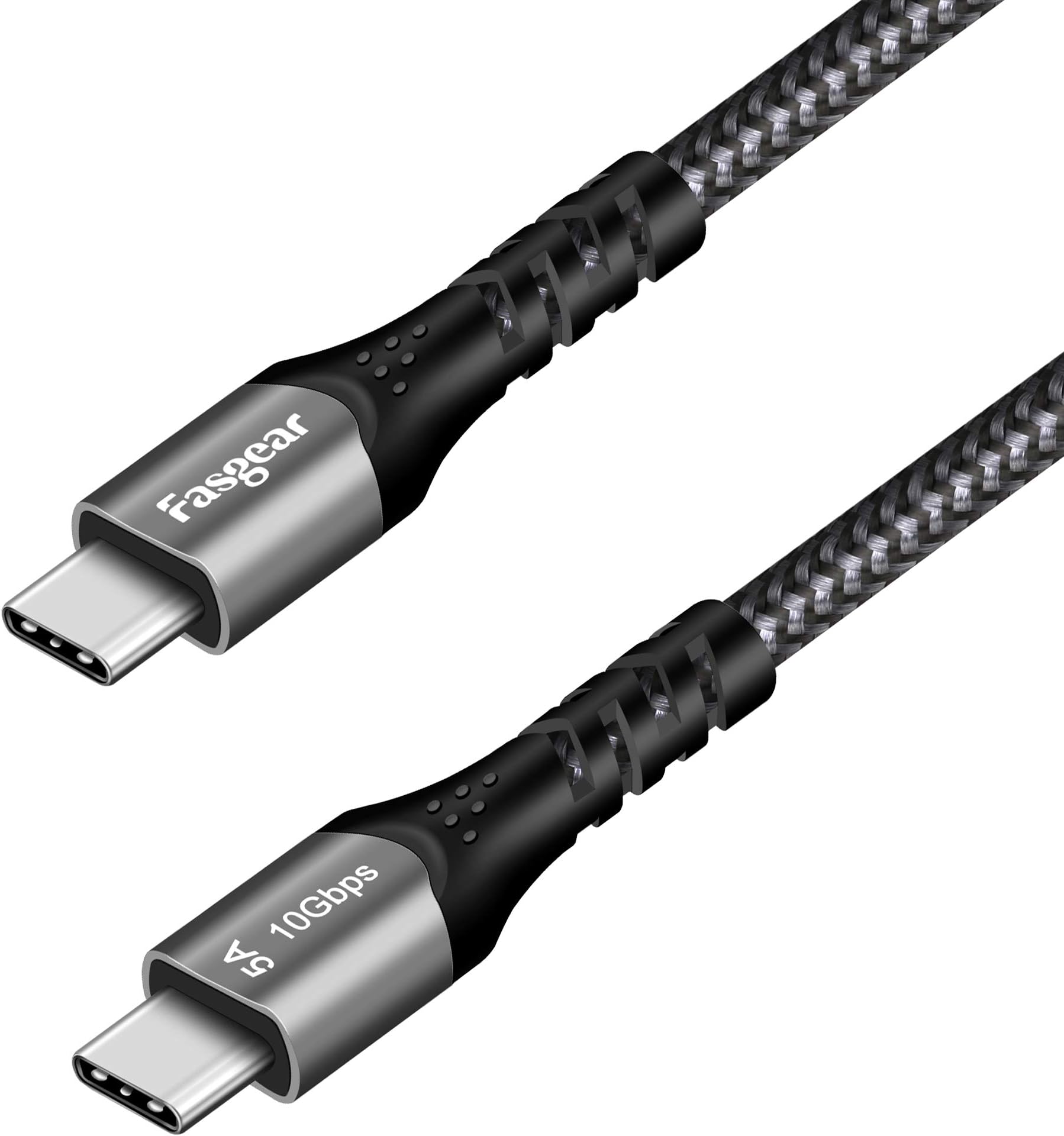 Fasgear USB C to USB C Cable 1.6ft, Type C USB 3.1 Gen 2 10Gbps 4K@60Hz Output 5A 100W Fast Charge Power Delivery (PD),for PD Docking Station,T5 LaCie SSD,Hard Drives,MacBook Pro,iPad Pro 2018,Black