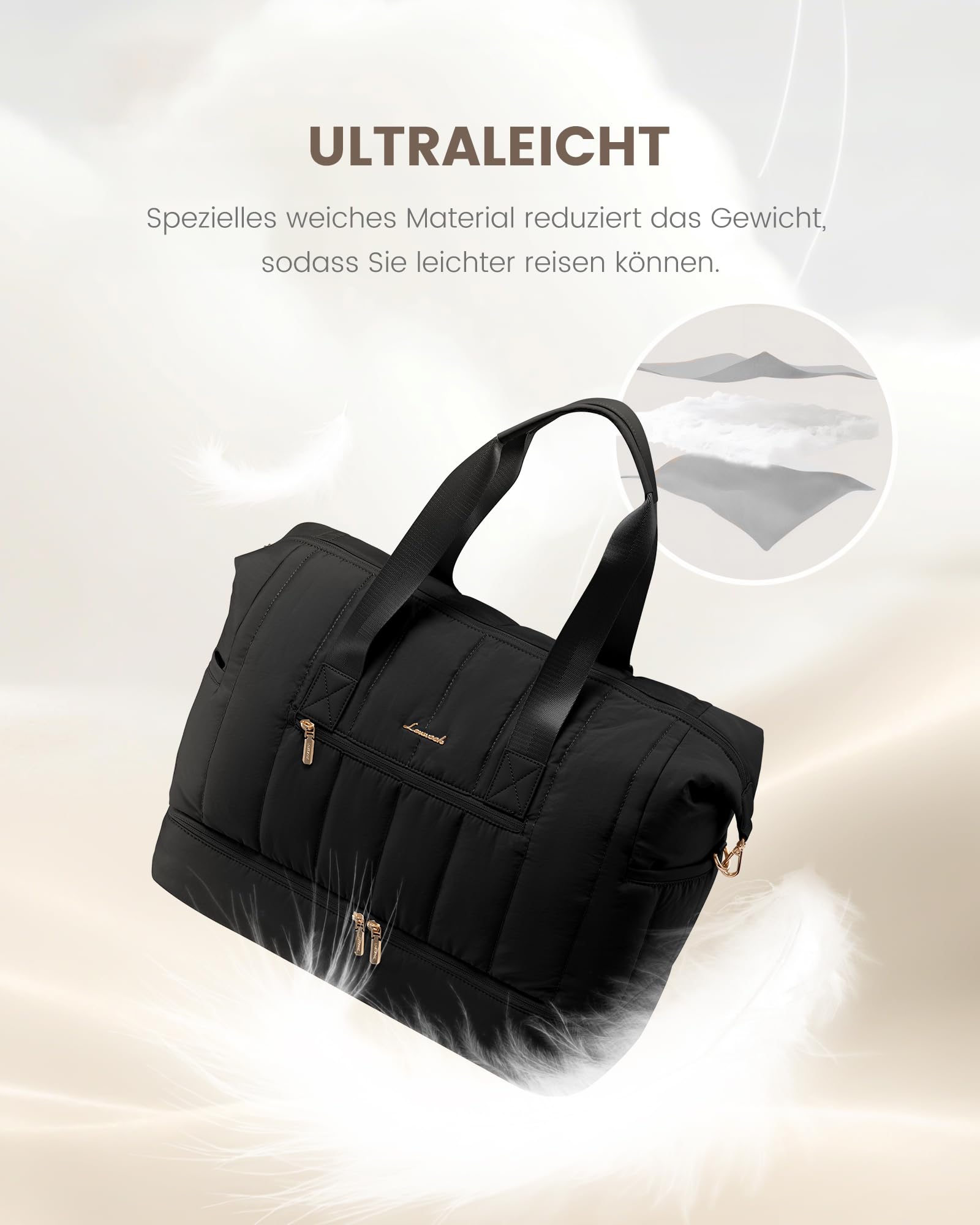 LOVEVOOK Reisetasche Damen, Weekender Tasche, Große Handgepäck Reisetaschen | Puffer Kliniktasche Geburt mit Schuhfach & Nassfach, Sporttasche, Travel Bag für Reisen, Urlaub, Wochenende, Fitnessstudio