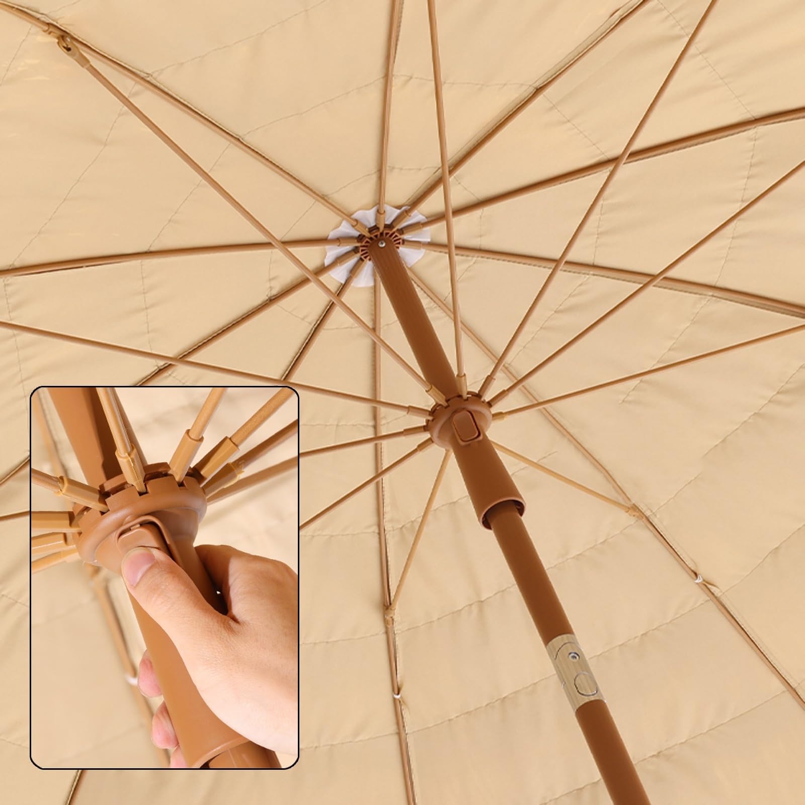 Parasol Tiki na patio, naturalna strzecha z regulacją nachylenia i podnośnikiem korbowym, do basenu, ogrodu, na plażę