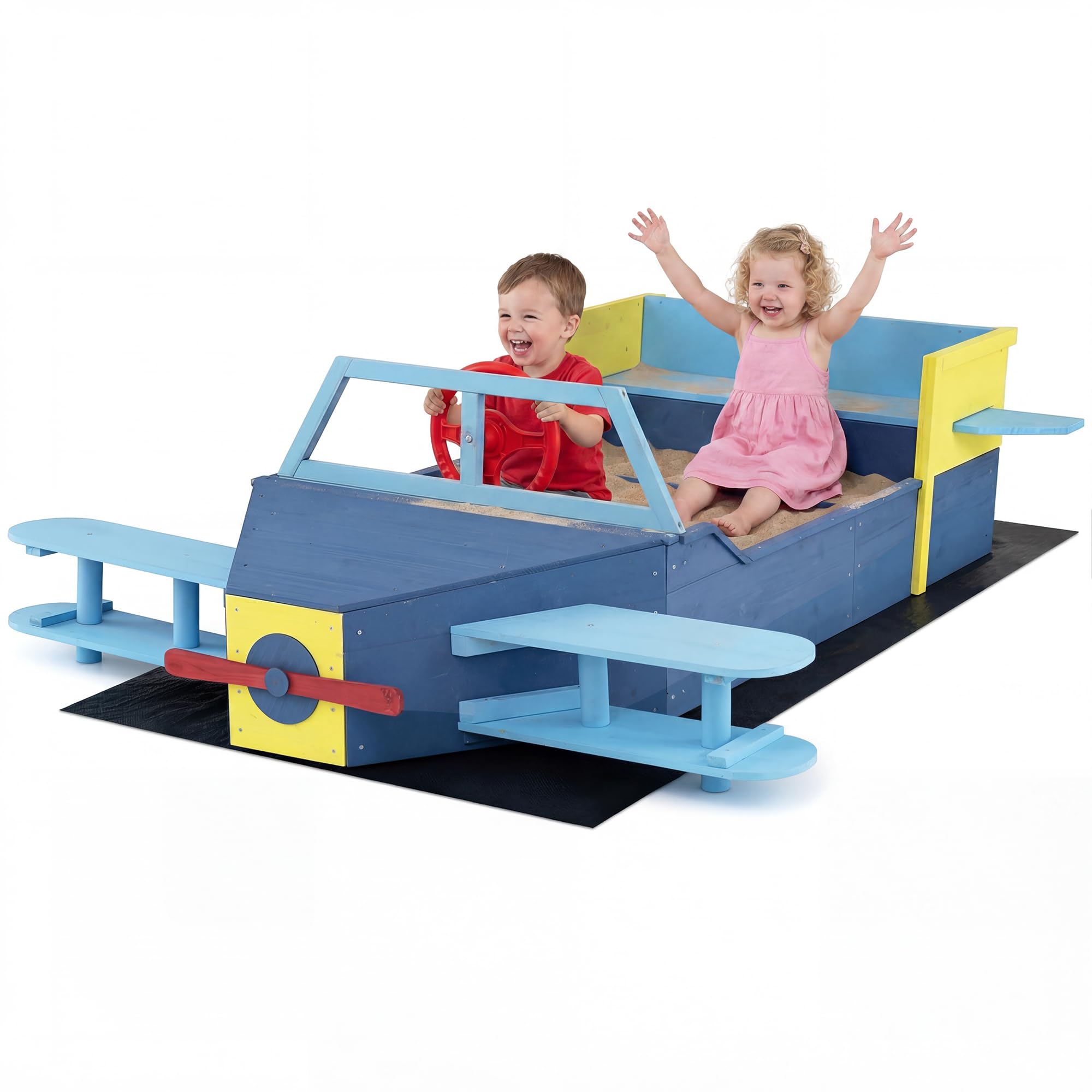 HOMASIS Arenero para Niños de Madera, Cajón de Arena para Jardín