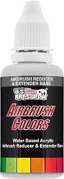 U.S. Art Supply 1-Ounce Airbrush Thinner for Reducing Airbrush Paint for All Acrylic Paints - Extender Base, Reducer to Thin Colors Improve Flow - Works for Thinning Acrylic Pouring Paint