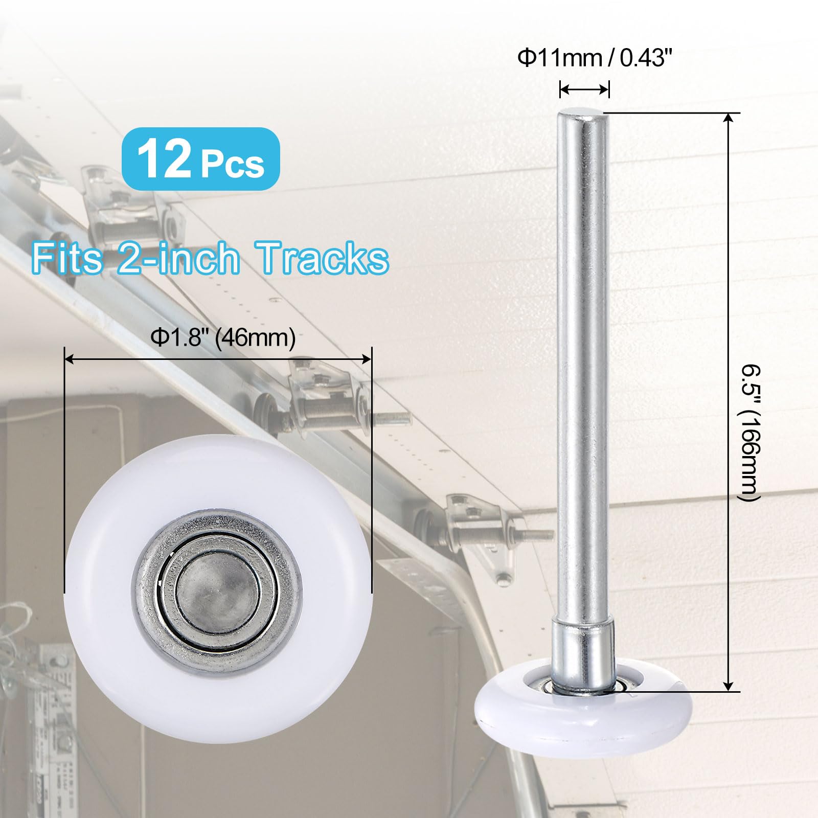 Uxcell 15pcs 1.8" Zinc-Plated Steel Garage Door Rollers For 2" Garage