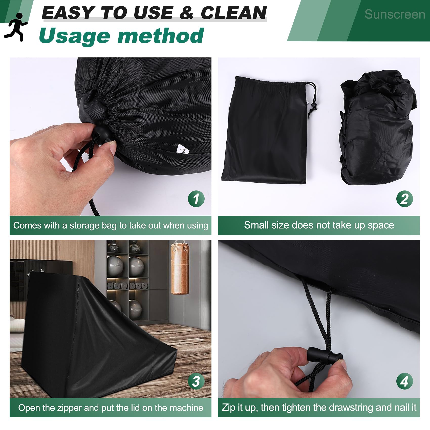 Housse de protection pour bande de course non pliable - Convient pour l'intérieur ou l'extérieur (noir)