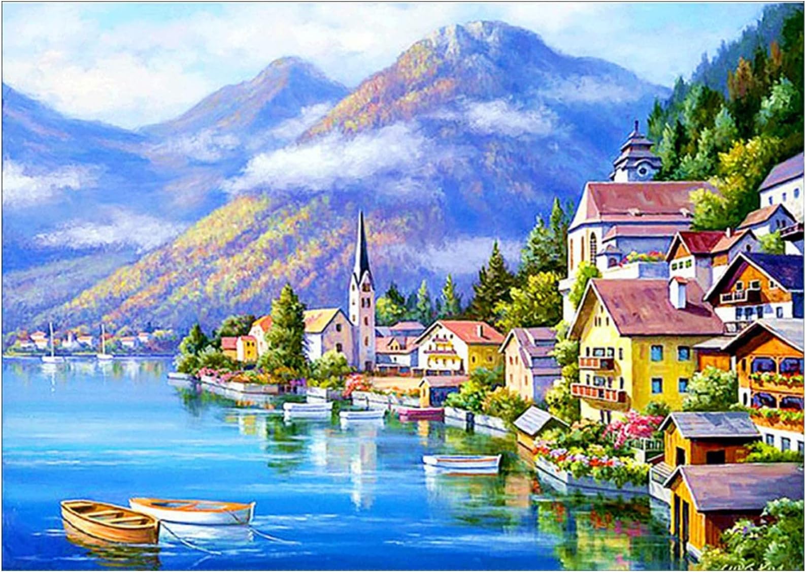 MXJSUA Paysage Diamond Painting Strass Complet, Broderie Diamant Kit Complet Diamond Painting Paysage, DIY 5D Diamant Painting Paysage Peinture Diamant 5D Complet Paysage Doré 30x40CM