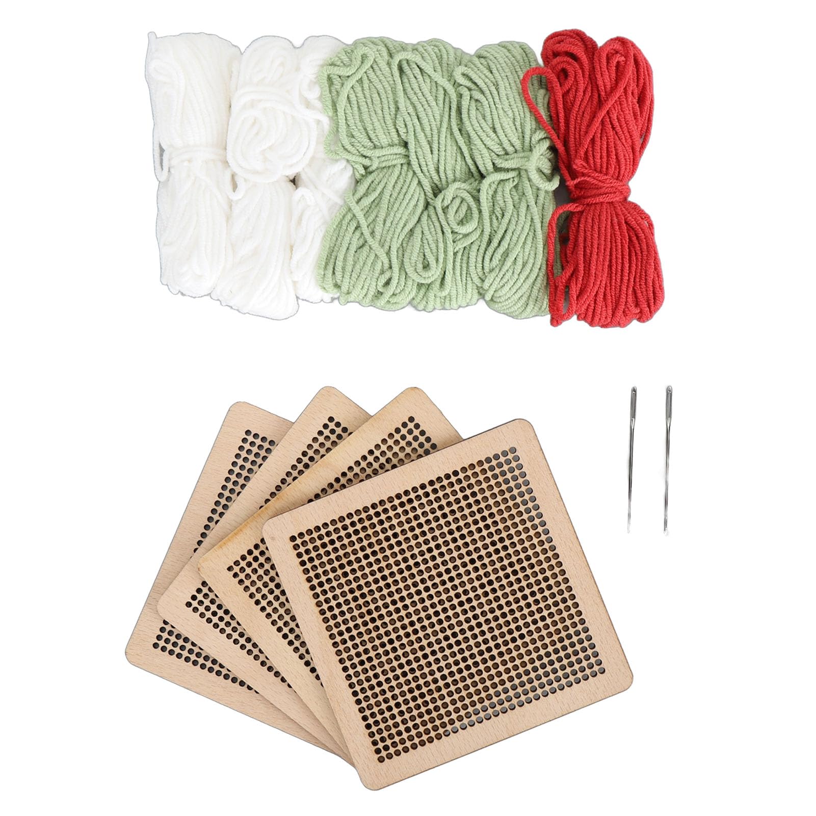 XGOUGUAAU Kit per principianti a punto croce da 4 pezzi, motivo floreale, kit per ricamo con ricamo ad ago per principianti (Verde chiaro)