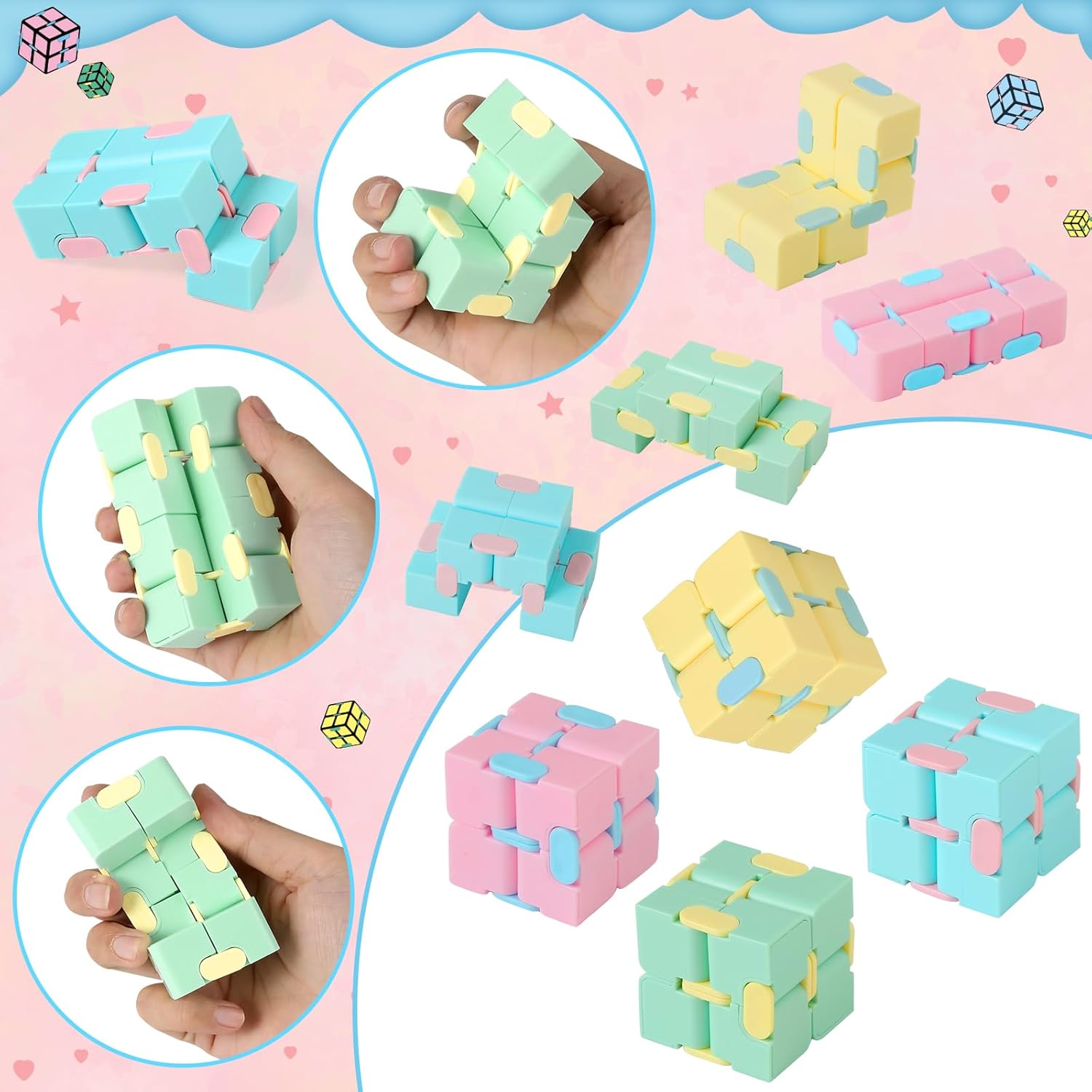 Valentines Day Cards for Kids Classroom,24 Kids Valentine Exchange Cards with Infinity Cube Fidget Toys,Perfect Valentine's Gifts Exchange,School Class Prizes,Valentine Party Favor Toy for Boys Girls