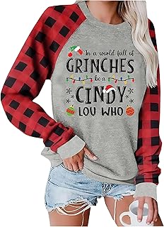 Christmas Sweatshirt for Women Christmas Lights Pullovers Shirts Xmas Holiday Splicing Sleeve Tops Blouse