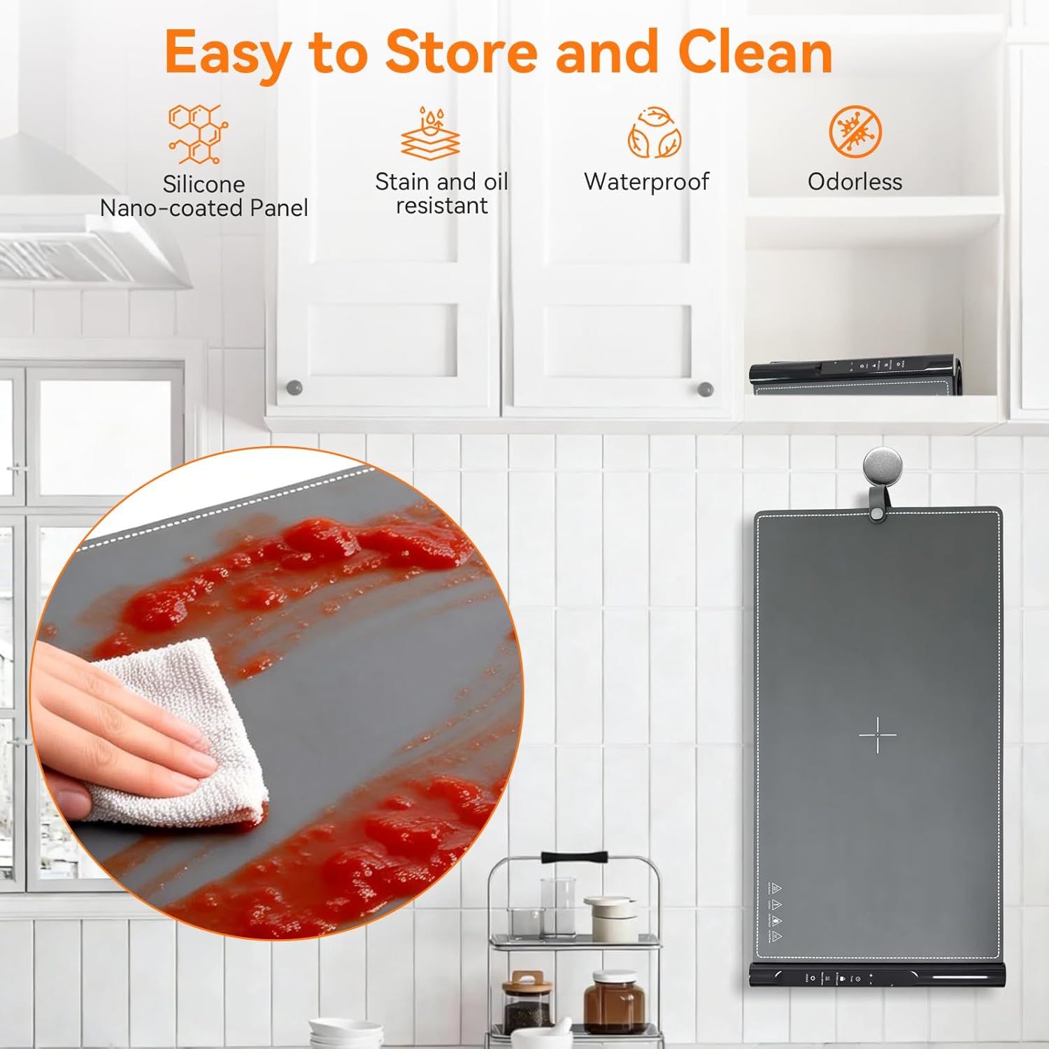 Food Warming Mat 29.5x15.7 Inch, Electric Silicone Heating Pad for Buffet Party, 7 Temperature Settings with 8H Timer & Child Lock, Portable Food Warmer (Grey)