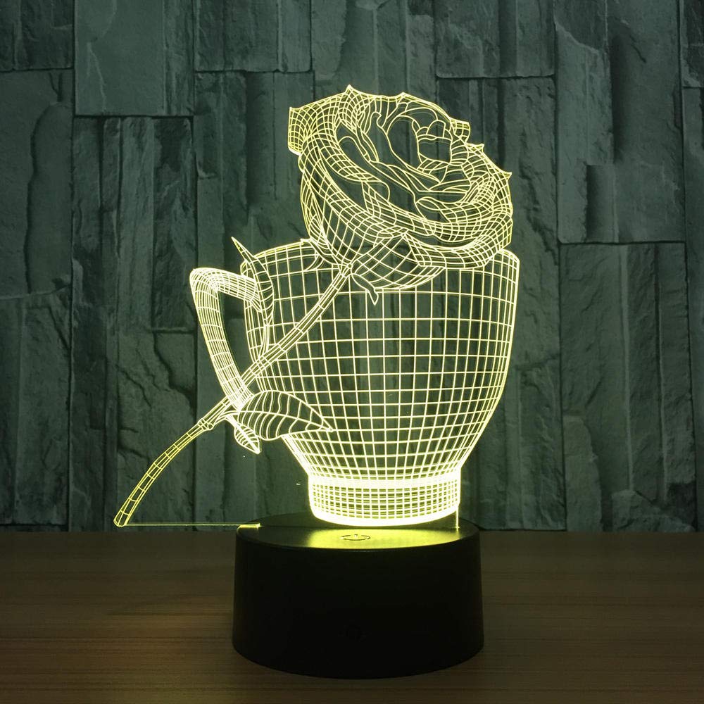 3D Rose Flower Night Light RGB 7 Color Change Led 3D Table Lamp Lapara Baby Sleeping Lamp for Child Kids Gifts