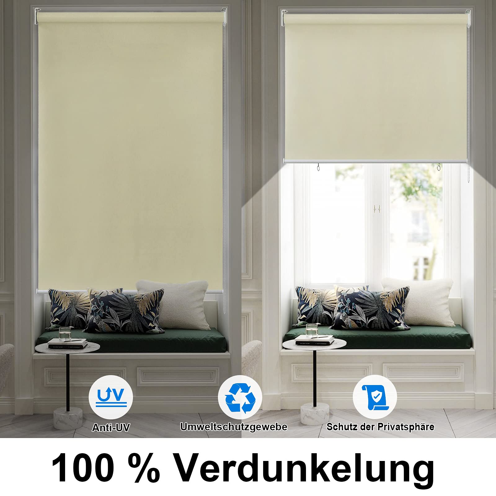 Tenda A Rullo Per Esterni Beige - 100x240 Cm, Protezione Solare E UV Per Finestre E Porte - Foto 6