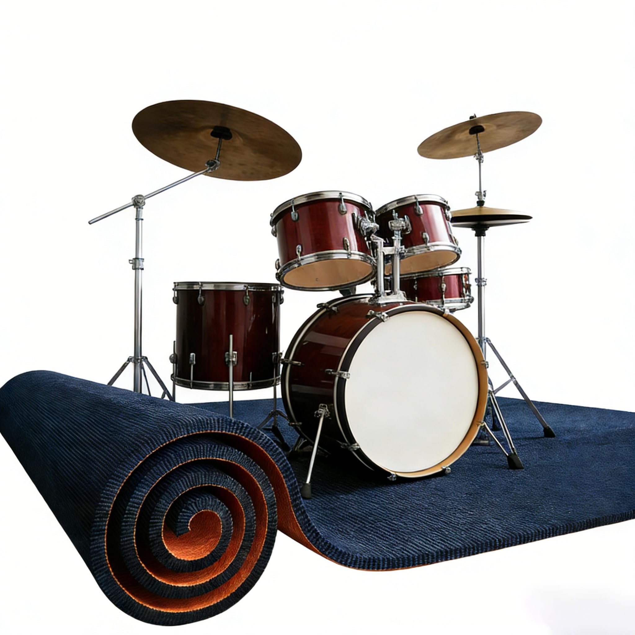 rutschfeste Drum-Matte 6mm Dick, Schalldämmende Unterlage für Schlagzeug, Fußbodenmatte für E-Drums und Akustik-Drums, Schutzmatte für Böden(Size:3.93×5.9ft(120×180cm),Color:Blau)