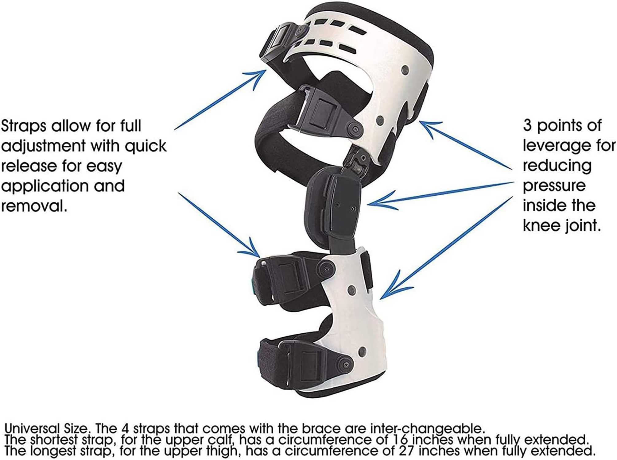 EKSED Unloader ROM Kniebandage, klappbarer Stabilisator, verstellbare Erholungsunterstützung für ACL, MCL, PCL-Verletzung, Meniskusriss, Arthritis