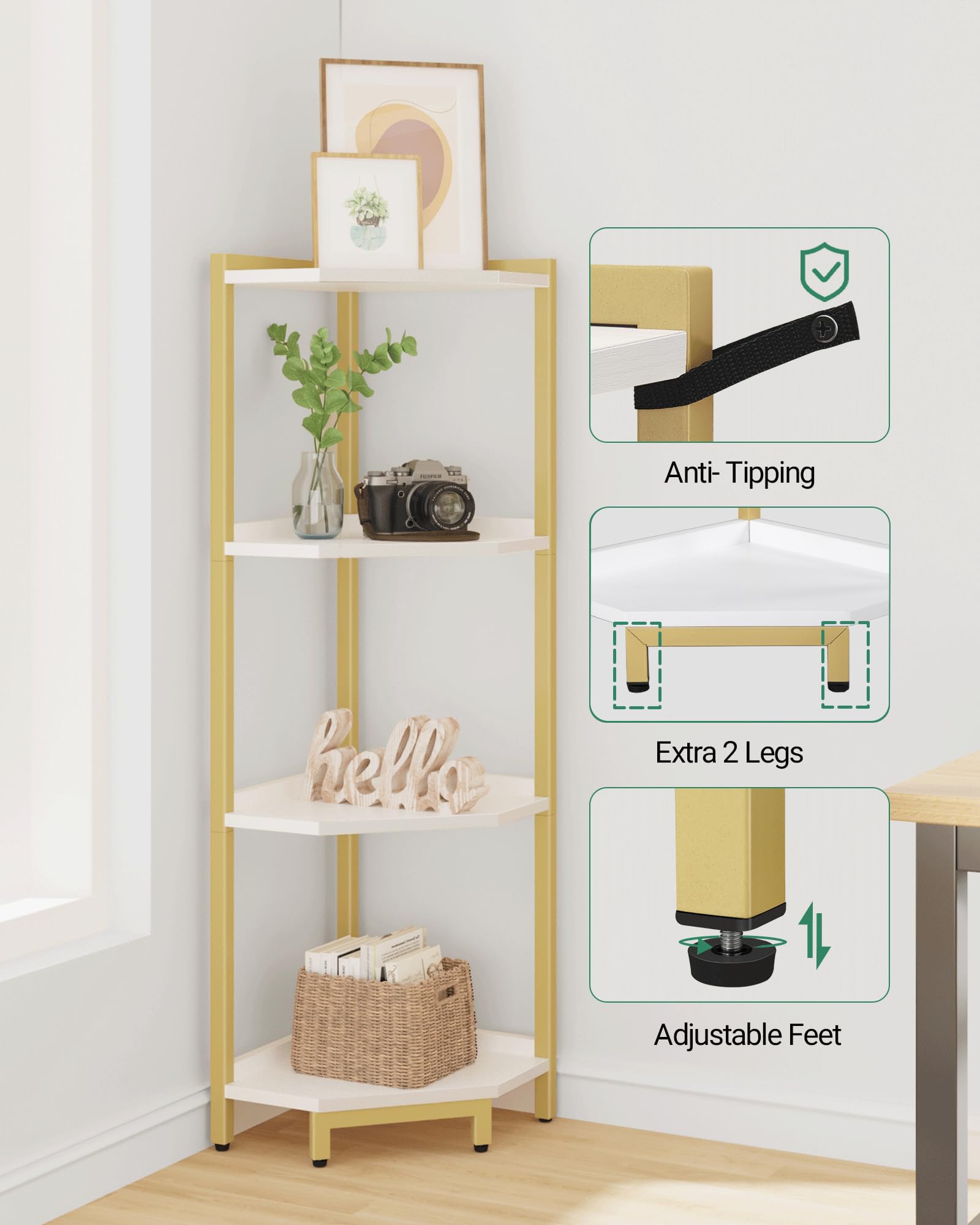 Amazon.com: Hzuaneri Corner Shelf Stand, Corner Bookshelf, Storage