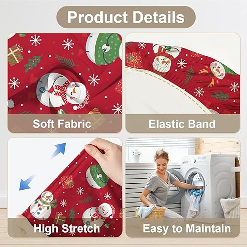 Miniatura 5 de ANNA QUEEN Festive Snowman - Juego de 4 fundas elásticas para sillas navideñas para comedor y cocina, fundas protectoras elásticas para sillas