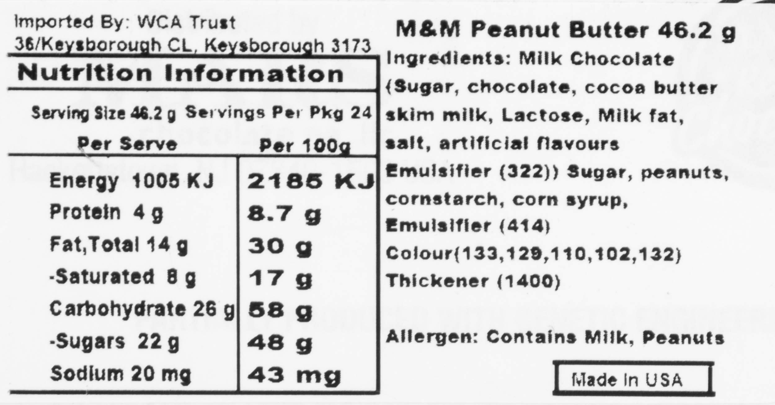 M&M Chocolat au beurre d'arachide 46,2 g (lot de 24) bonbons et bonbons américains