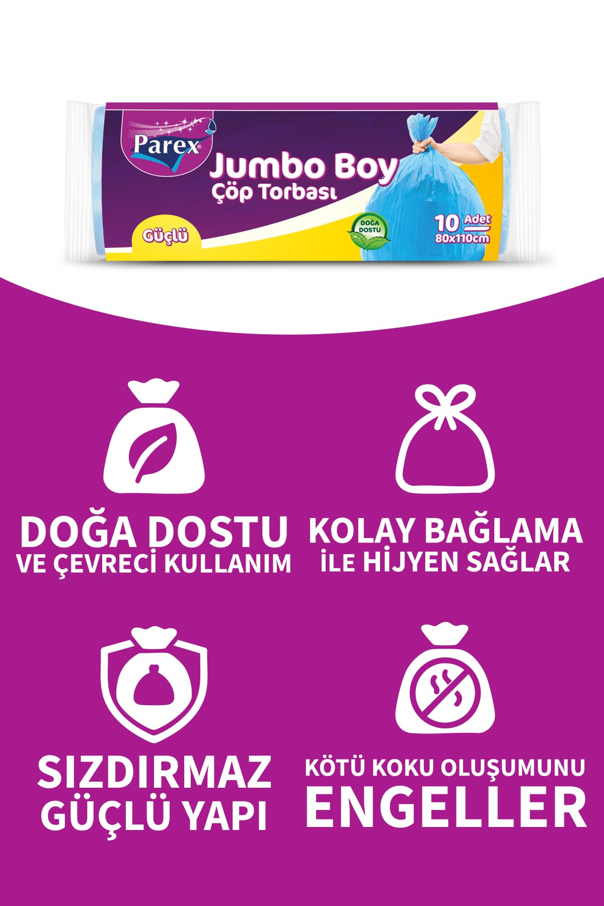 Parex Güçlü Çöp Torbası Jumbo Boy 10'lu