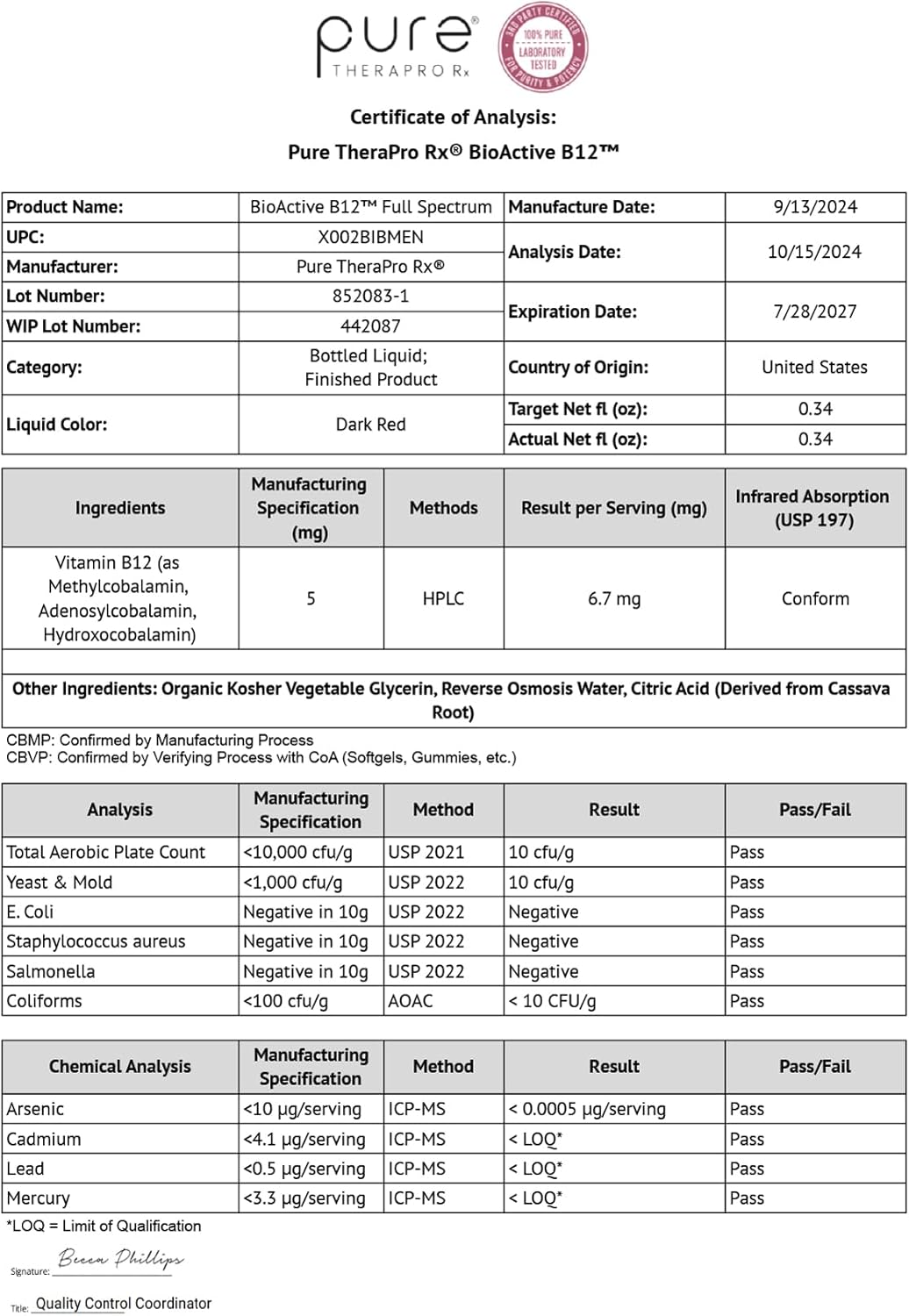 Pure TheraPro BioActive Vegan Methylated Vitamin B12 Sublingual Liquid Methylcobalamin, Hydroxocobalamin & Adenosylcobalamin 1,000 mcg per Drop (5 Drops = 5,000mcg / 2 Month Supply) 10 ml - Image 7