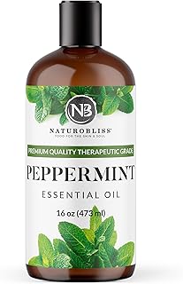 NaturoBliss Peppermint Essential Oil, 100% Pure and Natural Therapeutic Grade, Premium Quality Peppermint Oil, 16 fl. Oz - Perfect for Aromatherapy and Relaxation