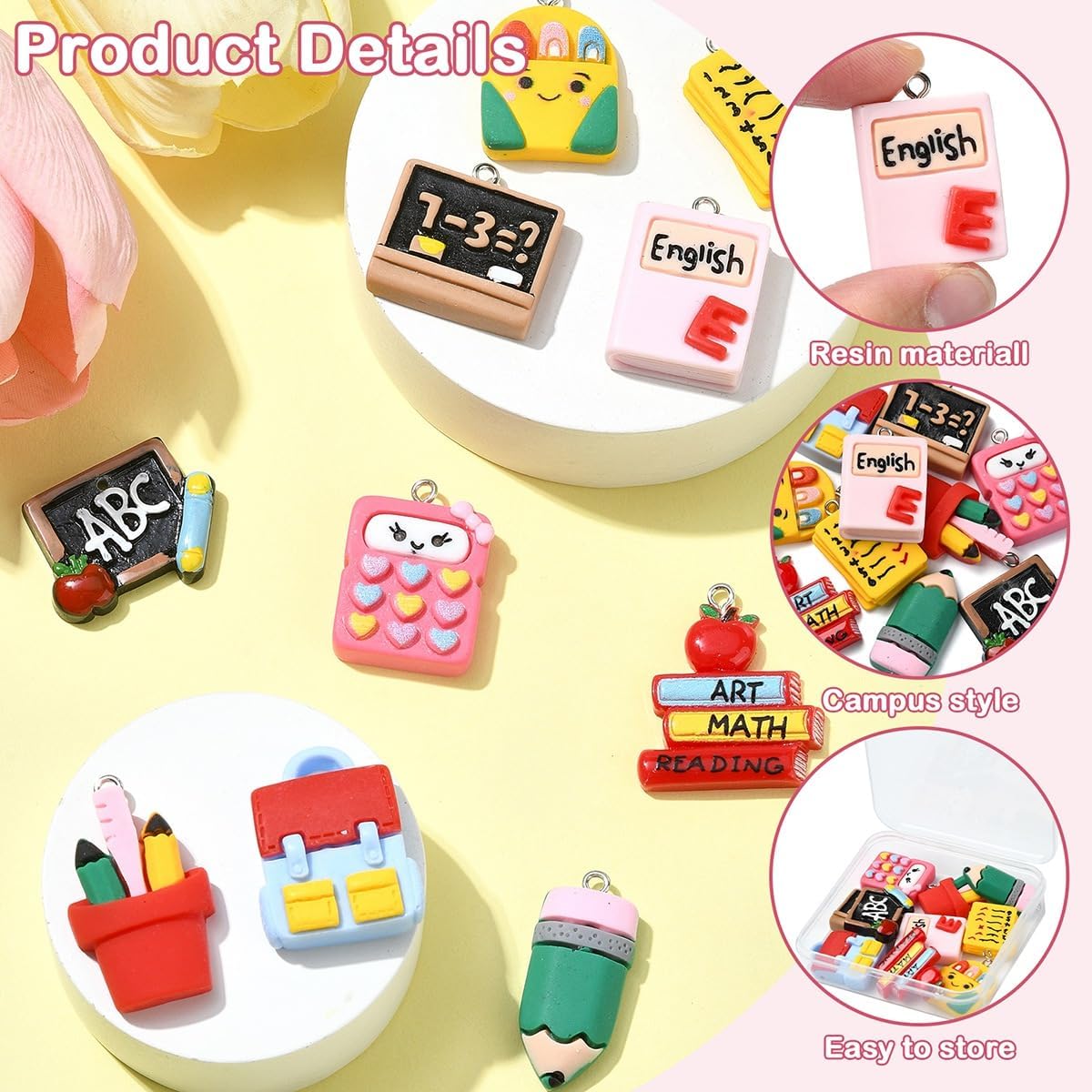 10Pcs Teacher Charms Back to School Resin Charms for DIY Crafts image 3