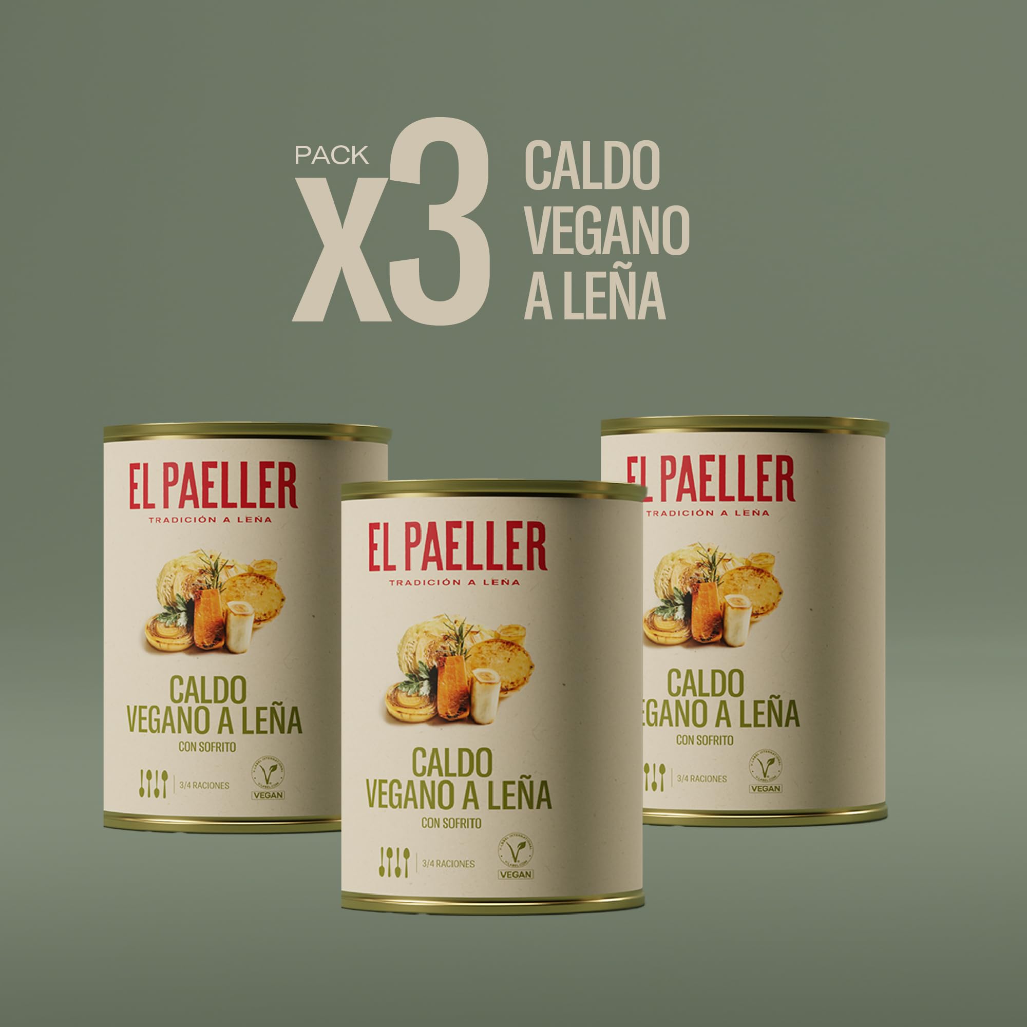 Caldo de Verduras Vegano 100% Natural Cocinado a Leña Pack 3 Litros
