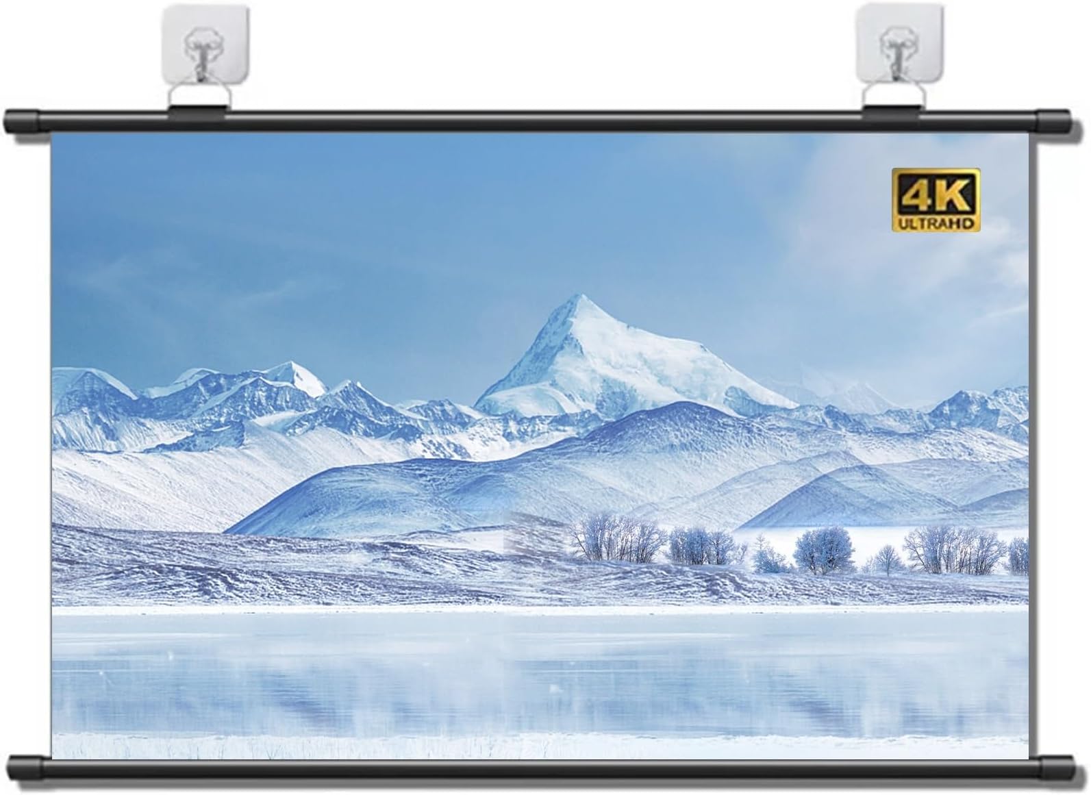 Pull Down Projector Screen, 60/72/80/92 Inch 16:9 HD 4K Wall-Mounted Movie Screen, Anti-Glare Metal Screen for Office presentations Home Cinema(80in)