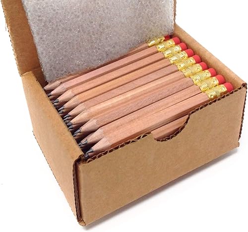 Express Pencils lápices pequeños con borrador, para golf y escuela, hexagonales, afilados, no tóxicos, número 2, 48 unidades, color natural