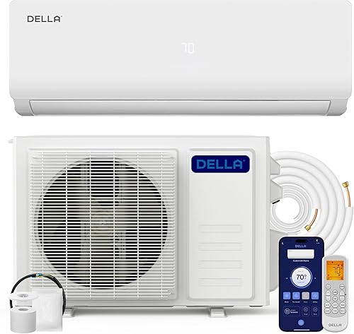 DELLA 9000BTU Wifi habilitado 19 SEER2 enfría hasta 400 pies cuadrados de eficiencia energética Mini Split Aire acondicionado y calentador Sistema
