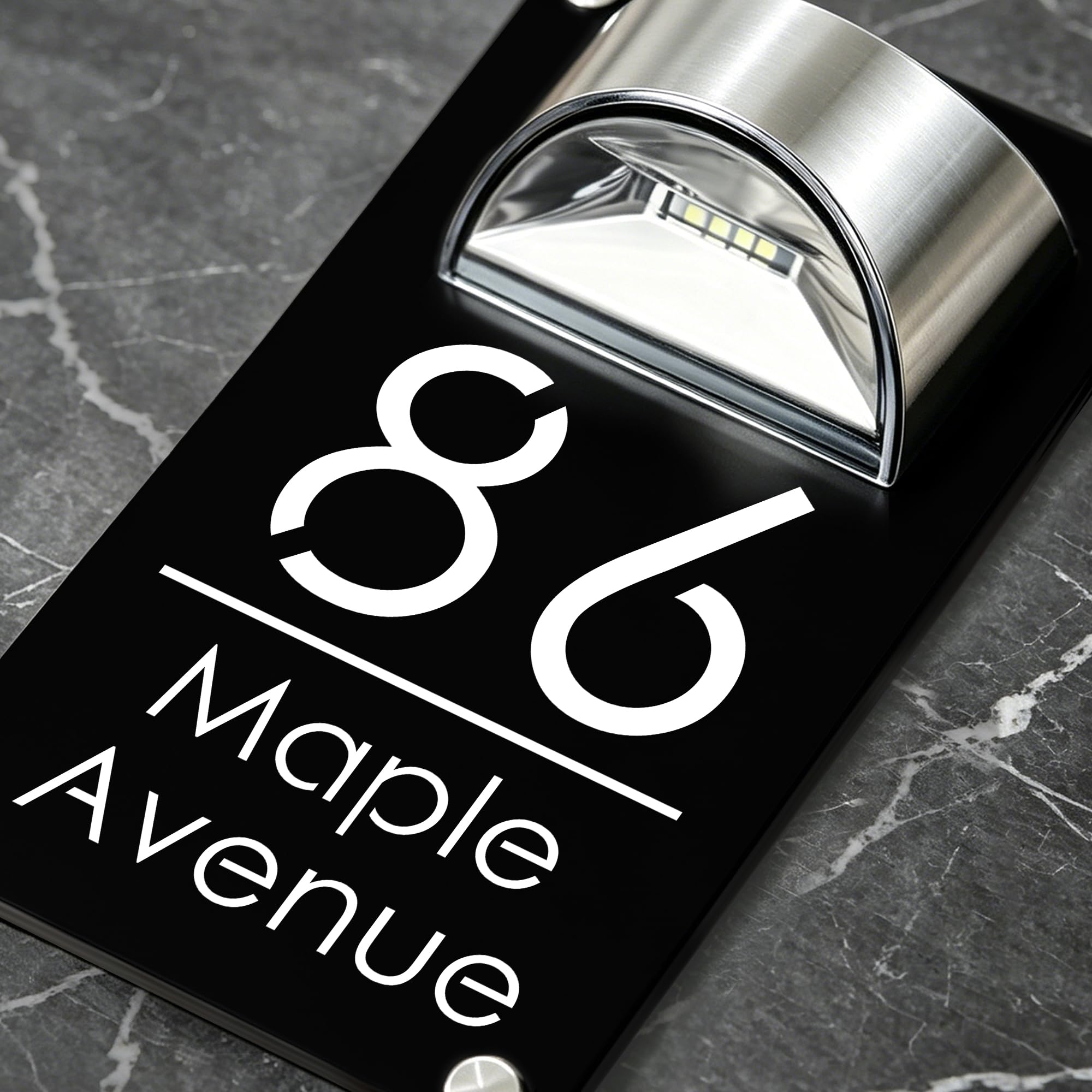 EDSG Solar House Numbers, House Numbers Plaques with Solar Light, Door Number Plaques for Wall, House Signs LED House Number for Outside (Design 1, Solar House Number-2)