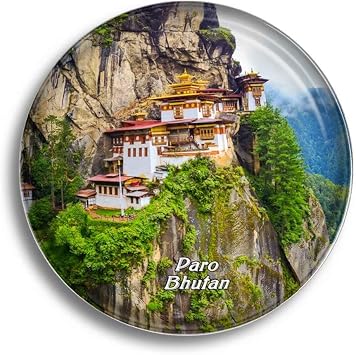 Fridge Magnet Taktsang Lhakhang Paro Bhutan Glass Magnets for Refrigerator Souvenirs Cute Crystal Magnet Decor for Whiteboard Office Home Gift