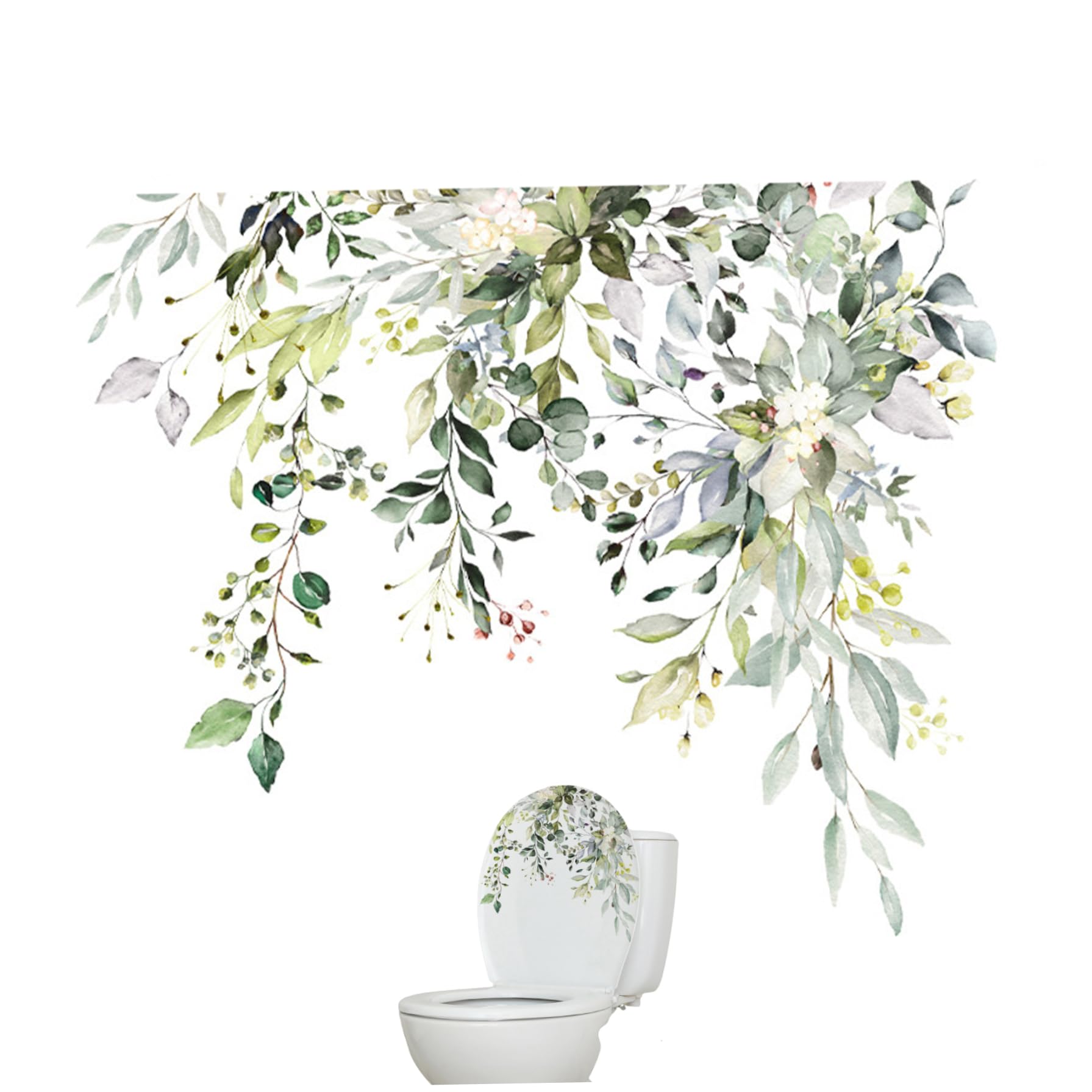 Toilet Stickers Plant Leaves Toilet Seat Lid Stickers Peel Removable Mural Self-Adhesive Bathroom Wall Sticker Decals Decor Bathroom Wall Stickers Wall Decals Flower Decals Small Flower StickersToile