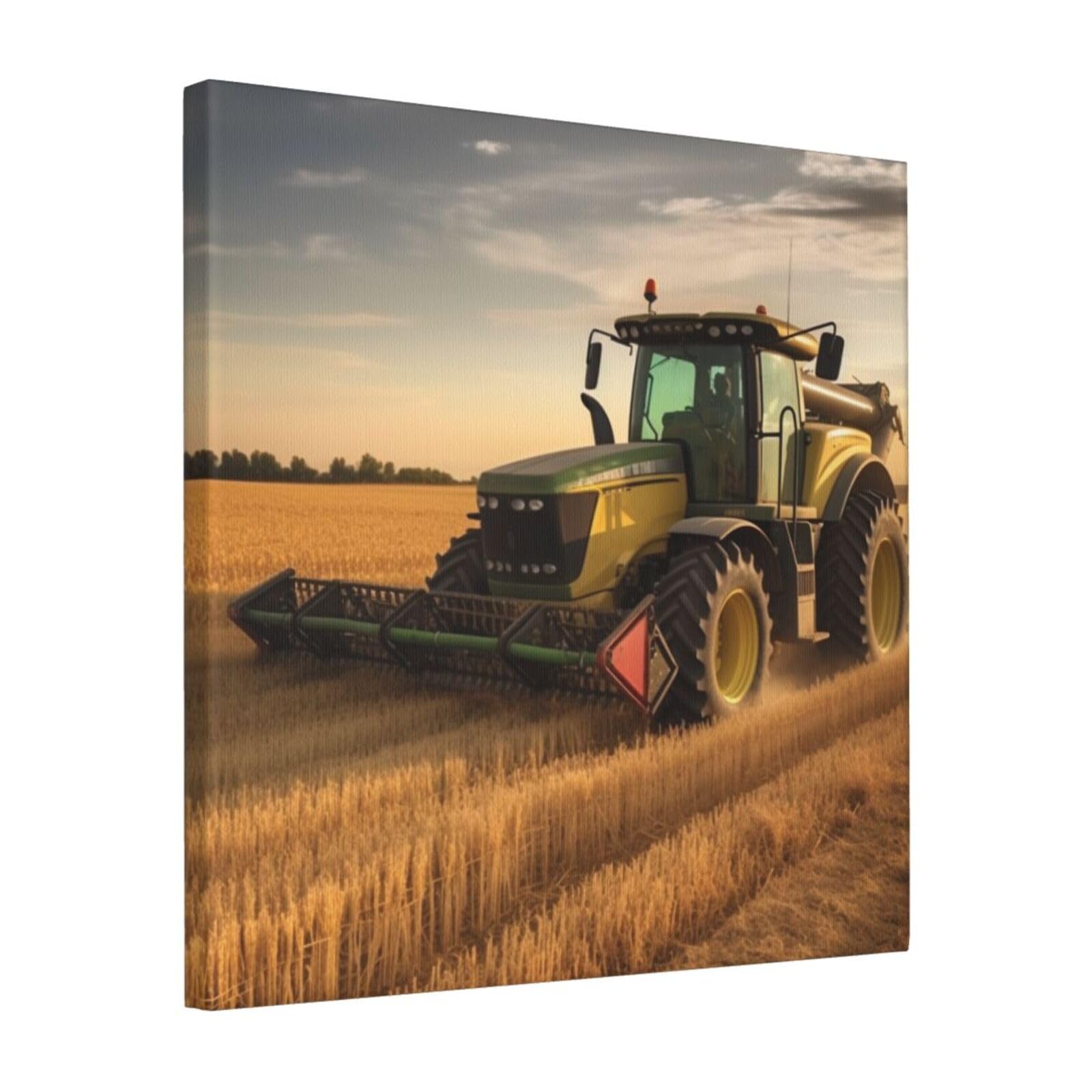 FodPand Farm Tractor Harvest Canvas Wall Art for Living Room Wall Decor 16"x16" Modern Artwork Painting Pictures Hanging Canvas Prints Aesthetic Wall Art for Bedroom Bathroom Office Wallart Decor