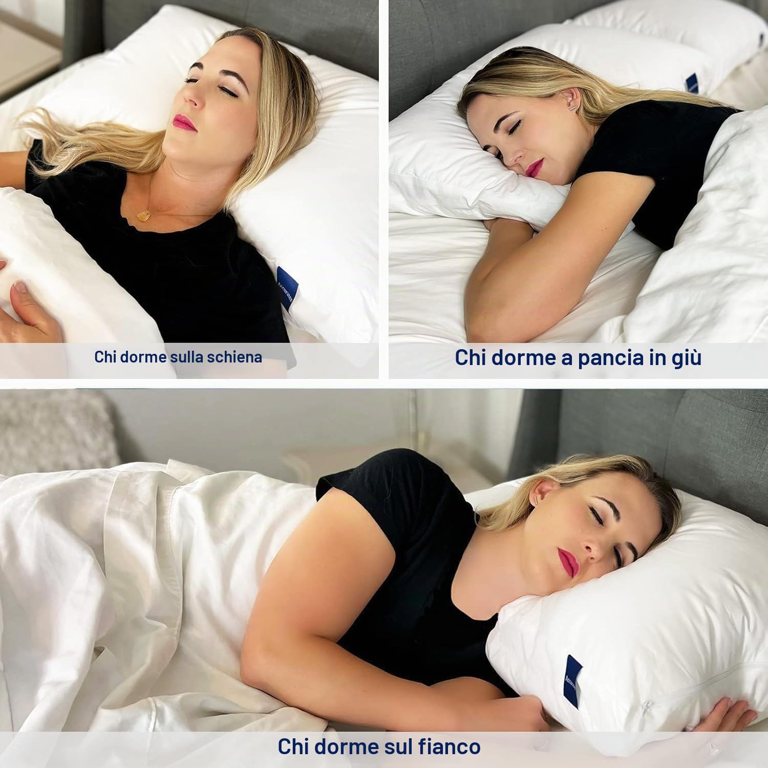 ACCURATEX Set di 2 cuscini da 50 x 75 cm, in schiuma viscoelastica triturata regolabile, imbottitura alternativa al piumino, fodera in cotone rimovibile, supporto rigido per dormire di lato e sulla
