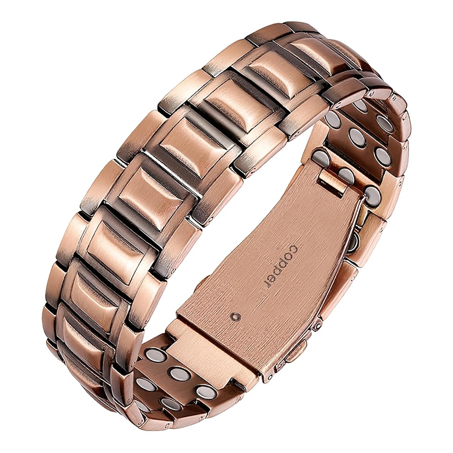 3X Ultra Strength Copper Magnetic Bracelet for Men – 3800 Gauss Neodymium Magnetic link Bracelets with Pro Fold-Over Butterfly Clasp-image-21