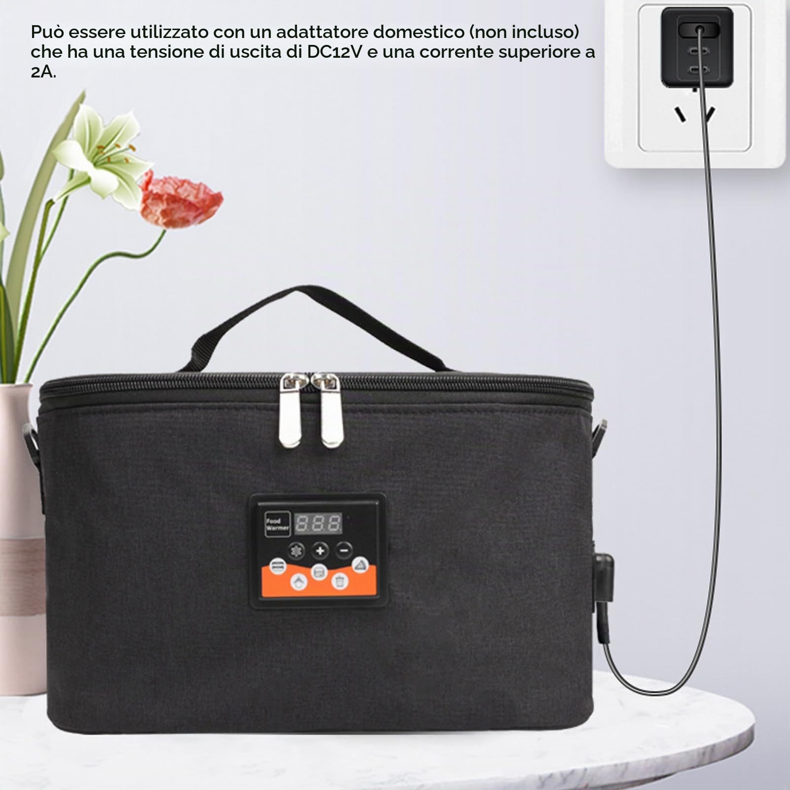 Luqeeg Borsa Termica per Auto, Scaldavivande Elettrico, Forno Portatile con Display a Temperatura Regolabile 30w 8l 12v per Cucinare e Riscaldare Gli Alimenti in Auto (BLACK)
