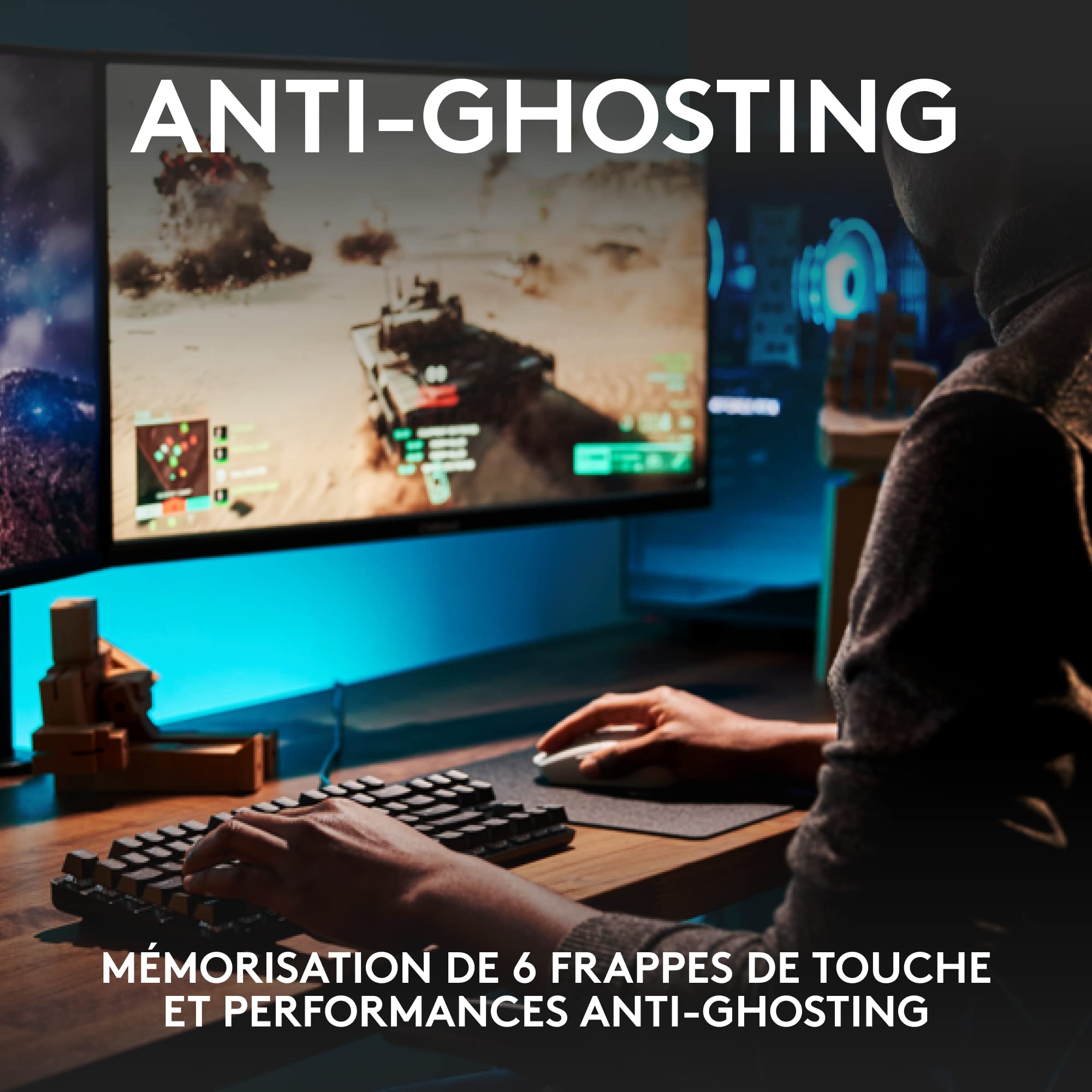 Logitech G G413 TKL SE Clavier Gaming Mécanique - Rétroéclairé avec Switches Mécaniques Tactiles, Anti-Ghosting, Compatible avec Windows, macOS, Clavier Français AZERTY - Noir
