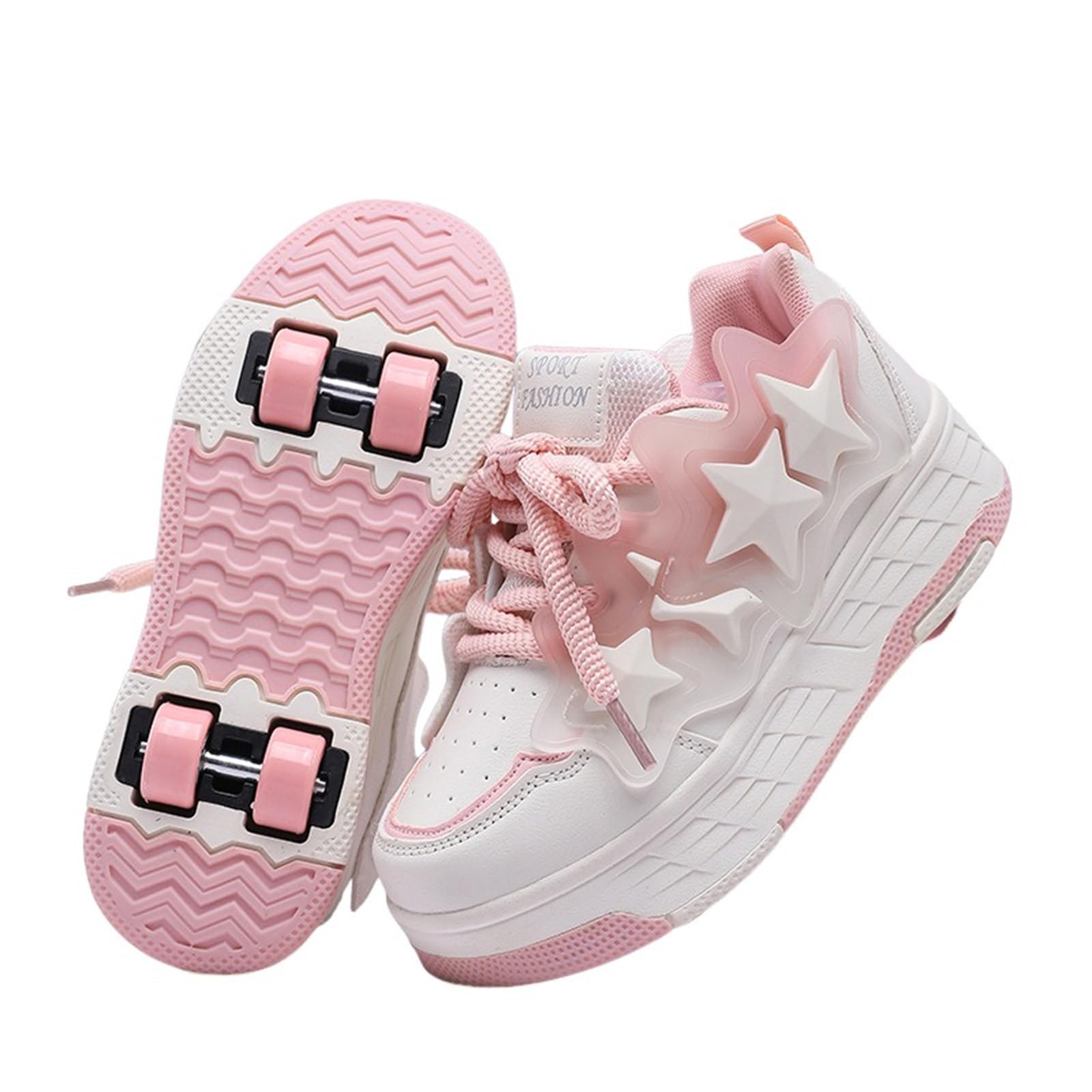 Mateju Sneakers con Rotelle Bambina 4 Rotelle, 2 in 1 Pattini Rimovibili Retrattili Skateboard, Bambino Scarpe Sportive per Adolescenti, Talla 30-40 EU Regalo di Compleanno