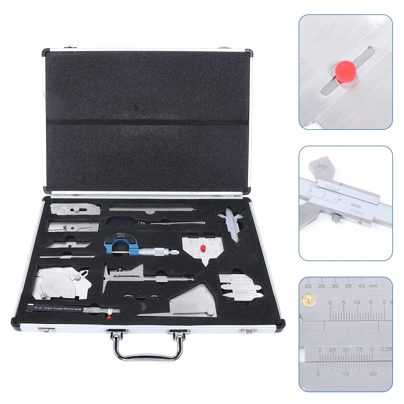 Schweißinspektions-Werkzeug-Set, 13-teiliges Set mit Messgerät, Filet-Lineal, Lupe und Messschieber für genaue Schweißmessung und Inspektion