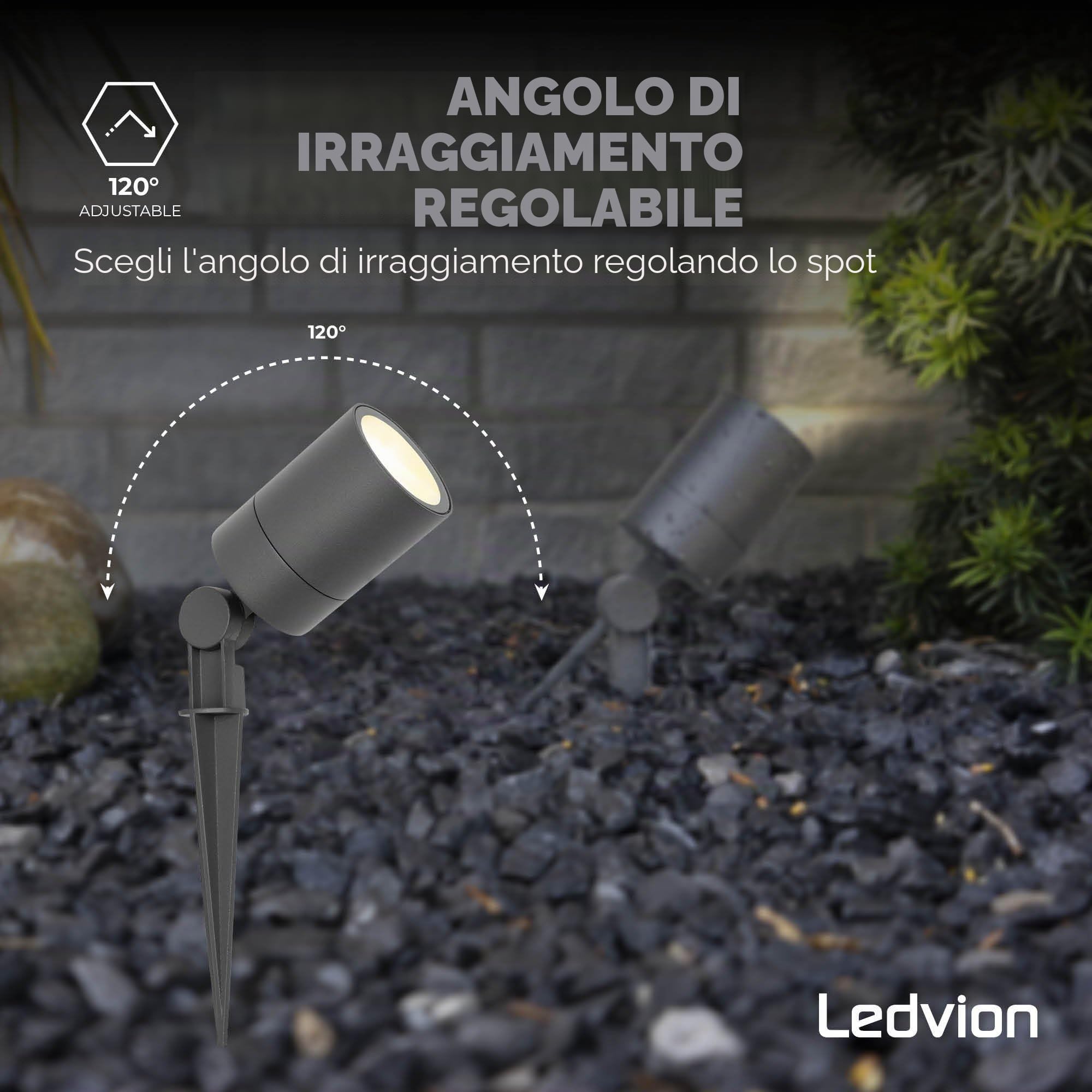 Ledvion 9 pezzi Faretti Esterno Lampade IP65 3W 2700K GU10 picchetto | Per giardino terrazza vialetto aiuole e luce decorativa esterna