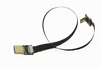 Permanent Slim Flat Thin FFC HDMI Cable 20CM FPV FFC Flat HDMI Cable Mini HDMI Male 90 Degree Angled to Standard HDMI Male for Canon 5D3 5D2 Panasonic lumix GH3 GH2 Sony Nex 5N 5T 5R 7N DJI Black