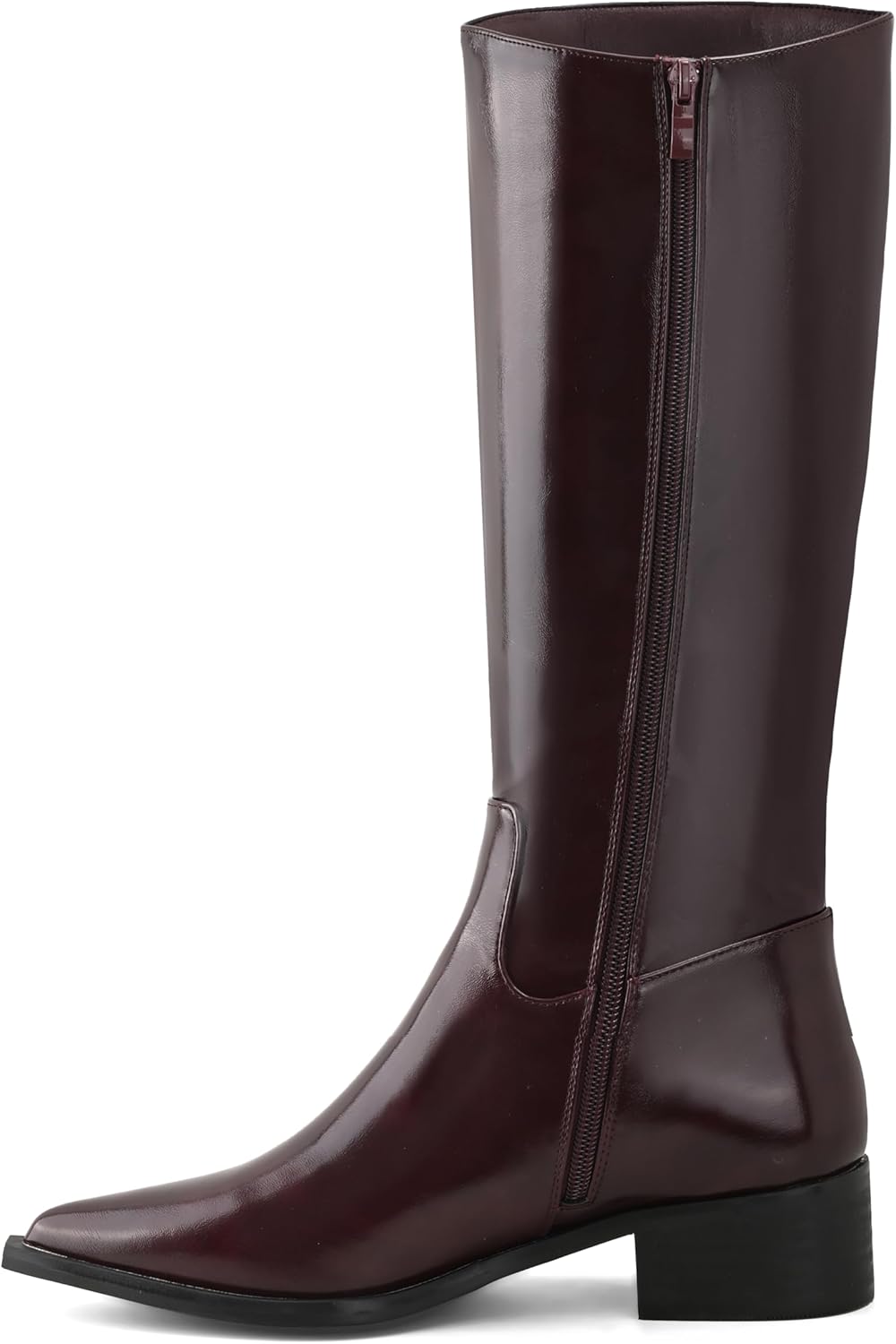 Shoe'N Tale Women's Knee High Boots Block Low Heel Square Toe with Side Zipper Fall and Winter Fashion Comfortable Boots - Image 3